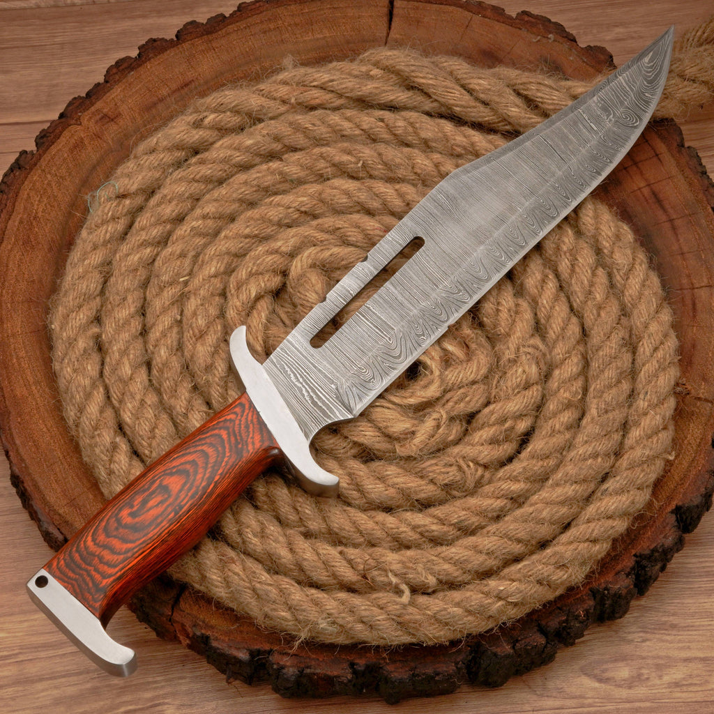 HANDMADE FORGED DAMASCUS Steel Bowie Hunting Knife EDC - 17” Survival Knife