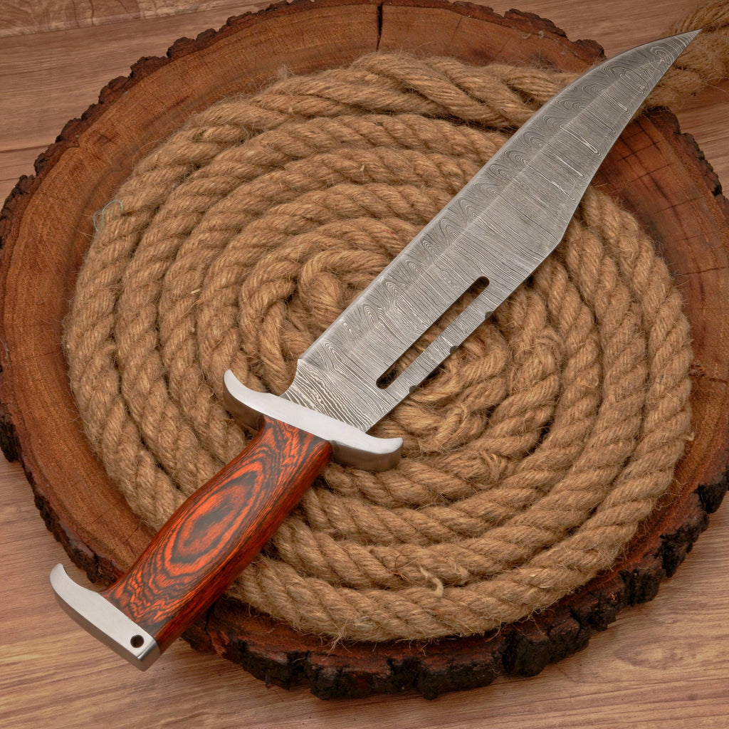 HANDMADE FORGED DAMASCUS Steel Bowie Hunting Knife EDC - 17” Survival Knife