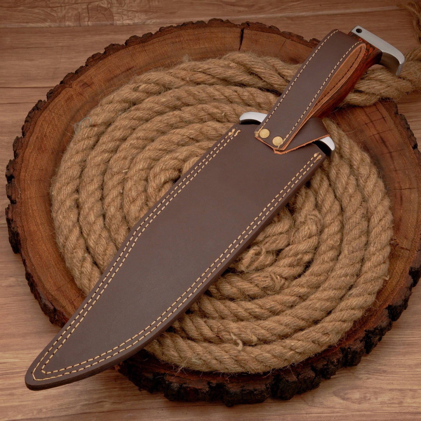 HANDMADE FORGED DAMASCUS Steel Bowie Hunting Knife EDC - 17” Survival Knife