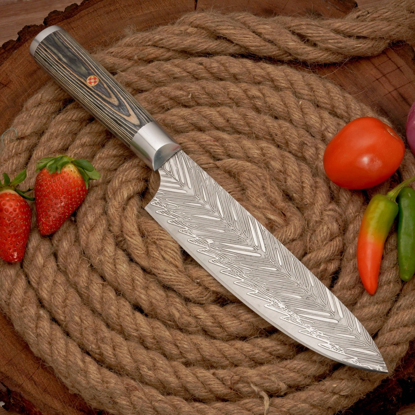 14" Handmade Forged D2 Stainless Steel Chef Knife - Kitchen Knife with Pakkawood Handle