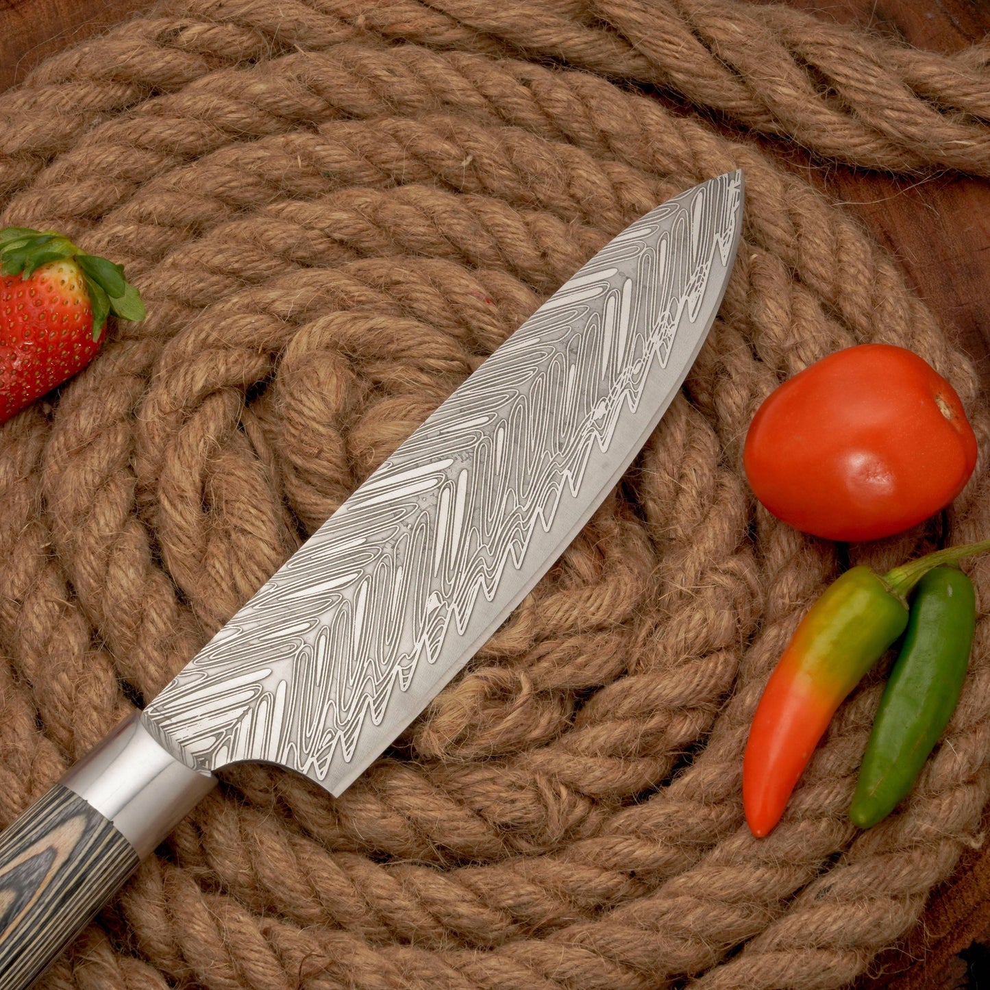 14" Handmade Forged D2 Stainless Steel Chef Knife - Kitchen Knife with Pakkawood Handle