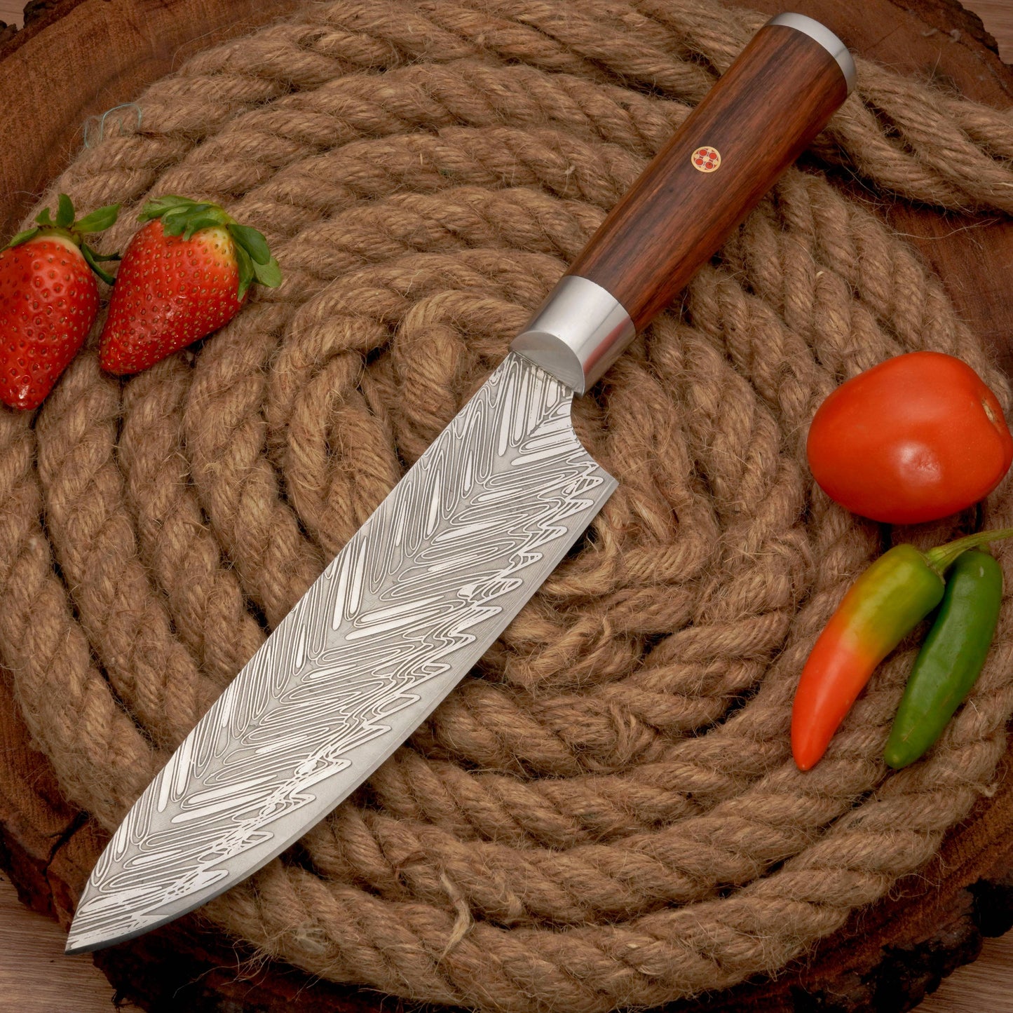 14" Handmade Forged D2 Stainless Steel Chef Knife - Kitchen Knife with Rosewood Handle