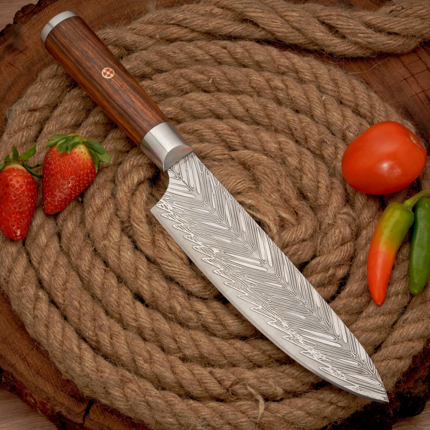 14" Handmade Forged D2 Stainless Steel Chef Knife - Kitchen Knife with Rosewood Handle