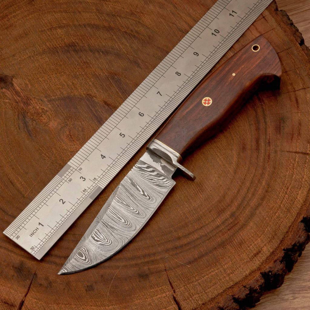 10”Custom HANDMADE FORGED DAMASCUS Steel Hunting Knife W/ Wood & Guard Handle