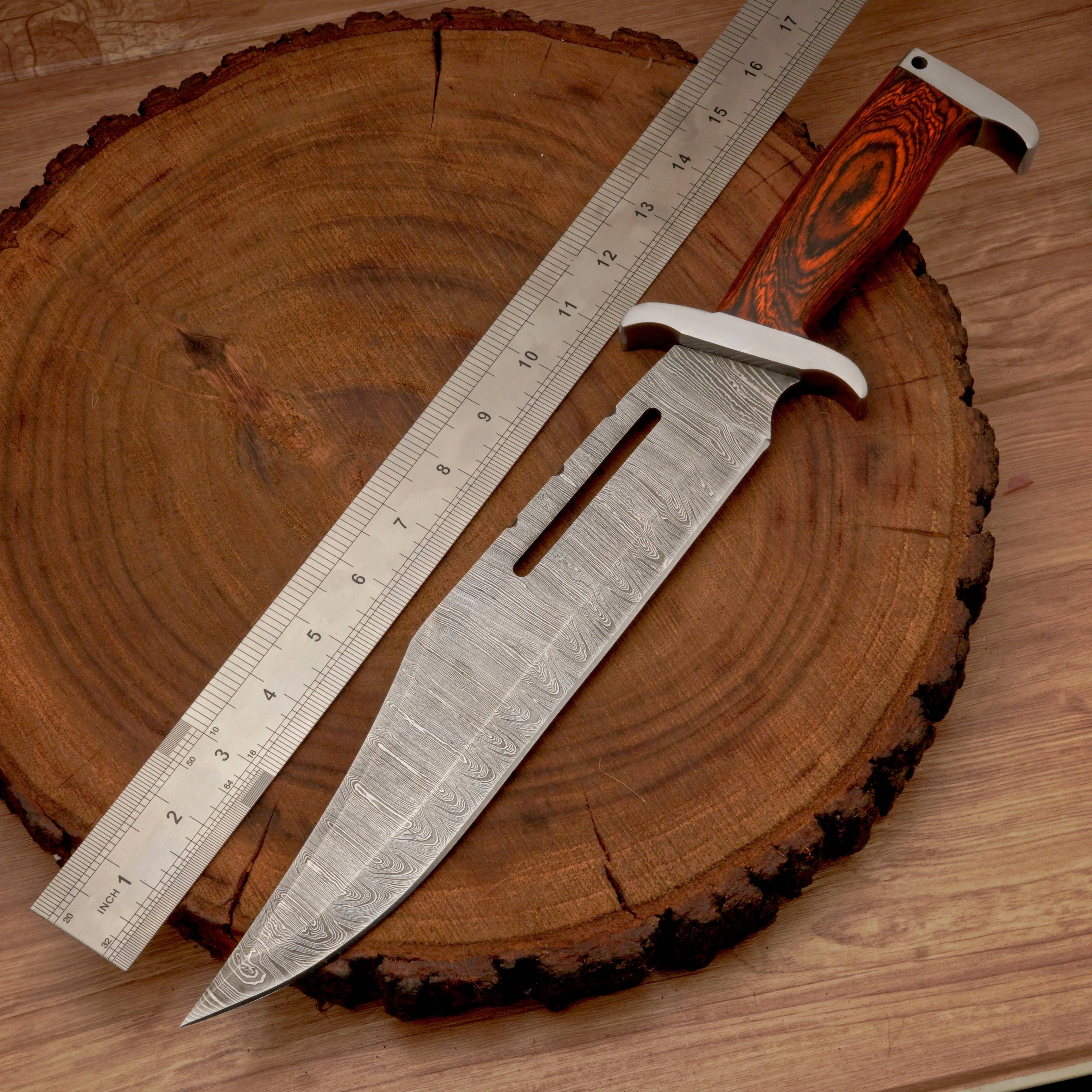 HANDMADE FORGED DAMASCUS Steel Bowie Hunting Knife EDC - 17” Survival Knife