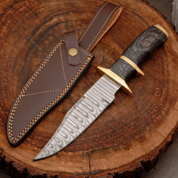 12" HANDMADE FORGED DAMASCUS Steel Bowie Hunting Knife EDC for Survival