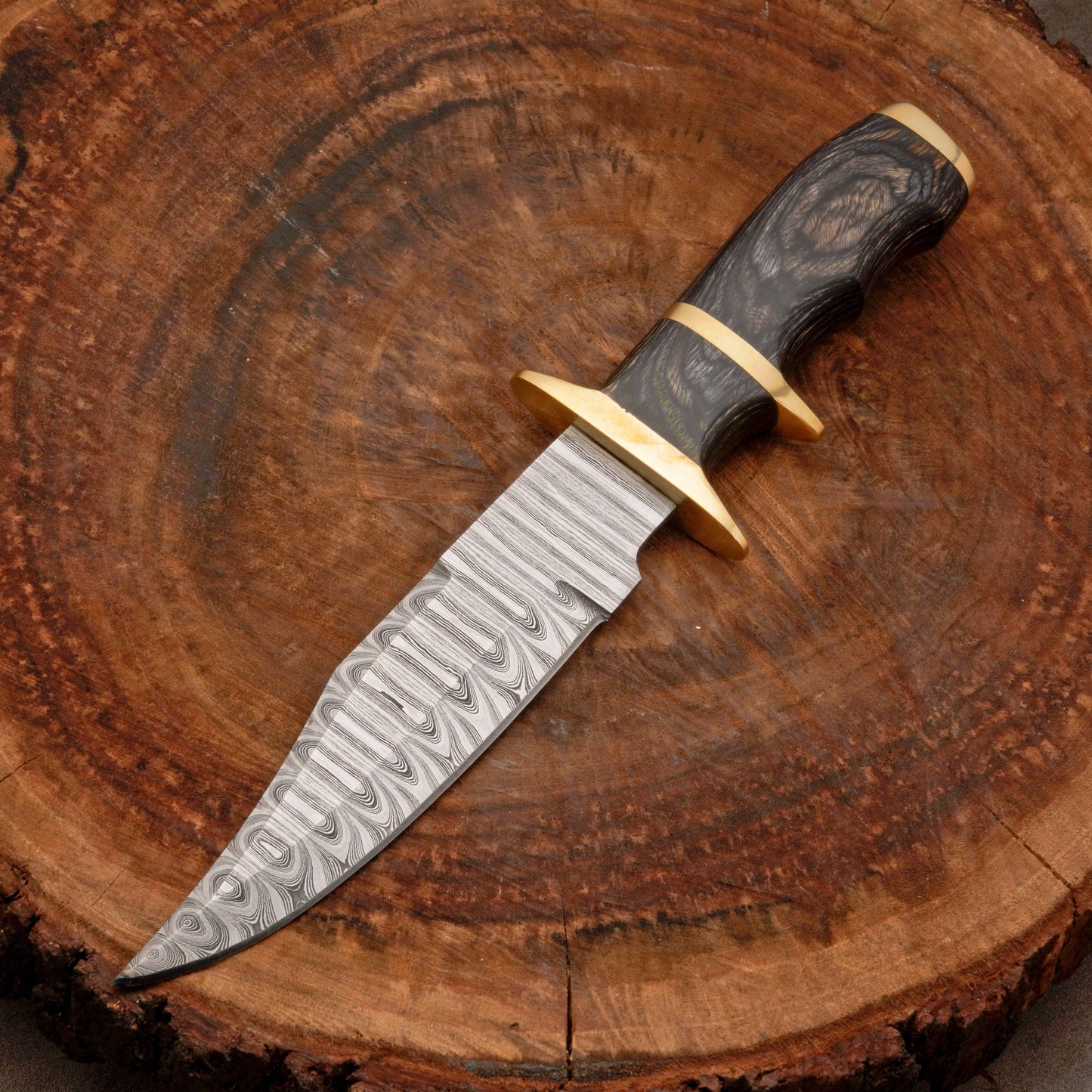 12" HANDMADE FORGED DAMASCUS Steel Bowie Hunting Knife EDC for Survival