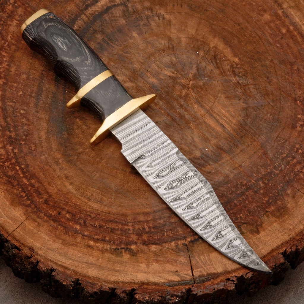 12" HANDMADE FORGED DAMASCUS Steel Bowie Hunting Knife EDC for Survival