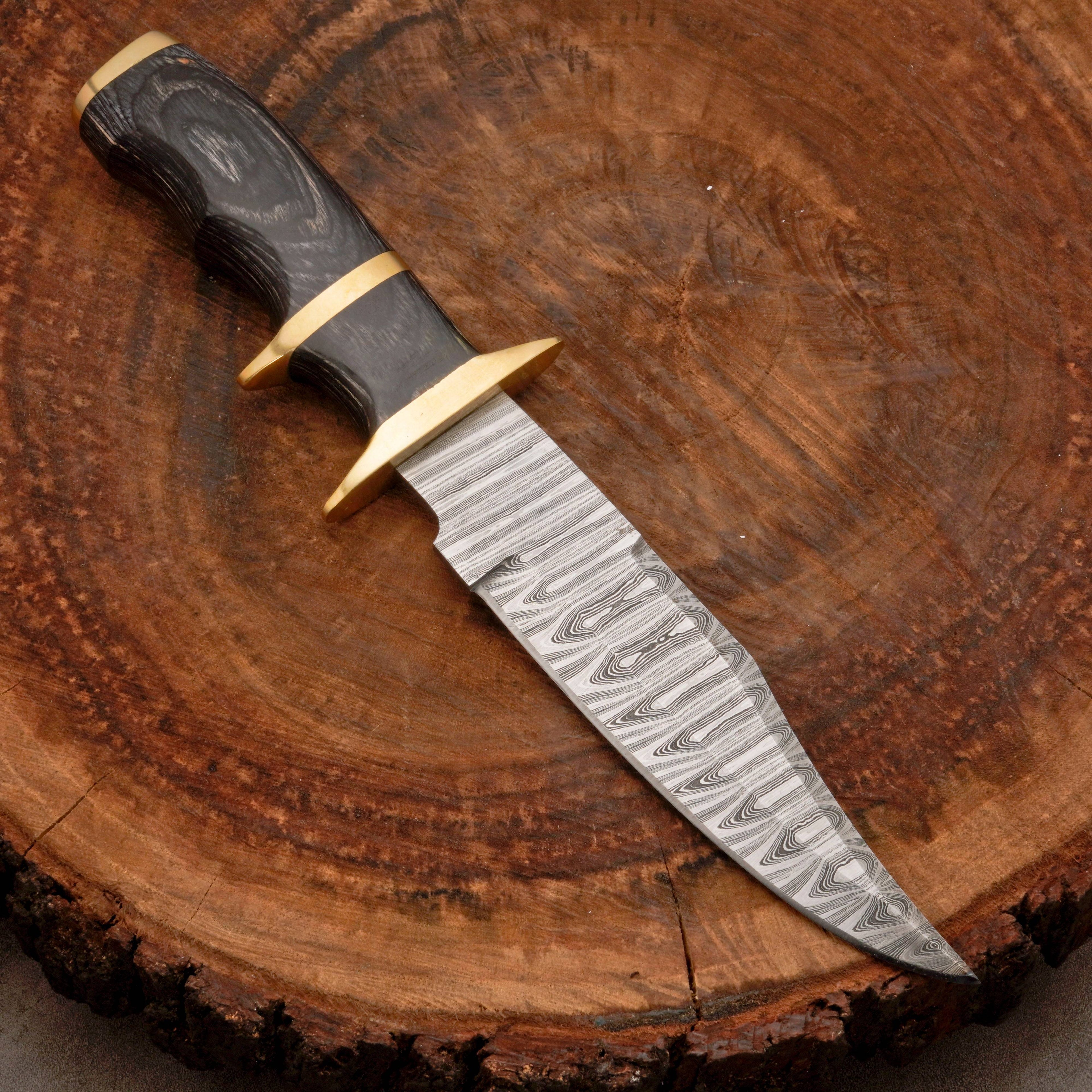 12" HANDMADE FORGED DAMASCUS Steel Bowie Hunting Knife EDC for Survival