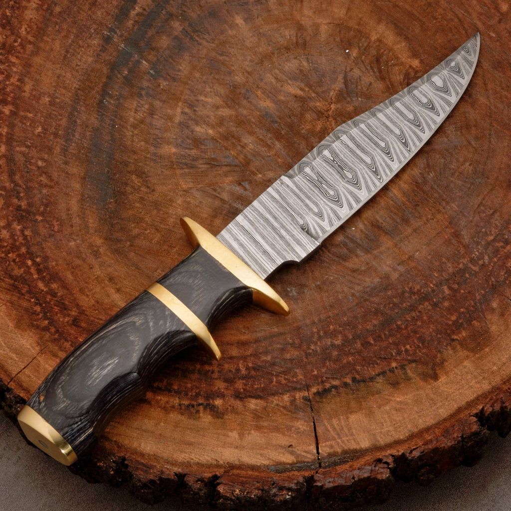 12" HANDMADE FORGED DAMASCUS Steel Bowie Hunting Knife EDC for Survival