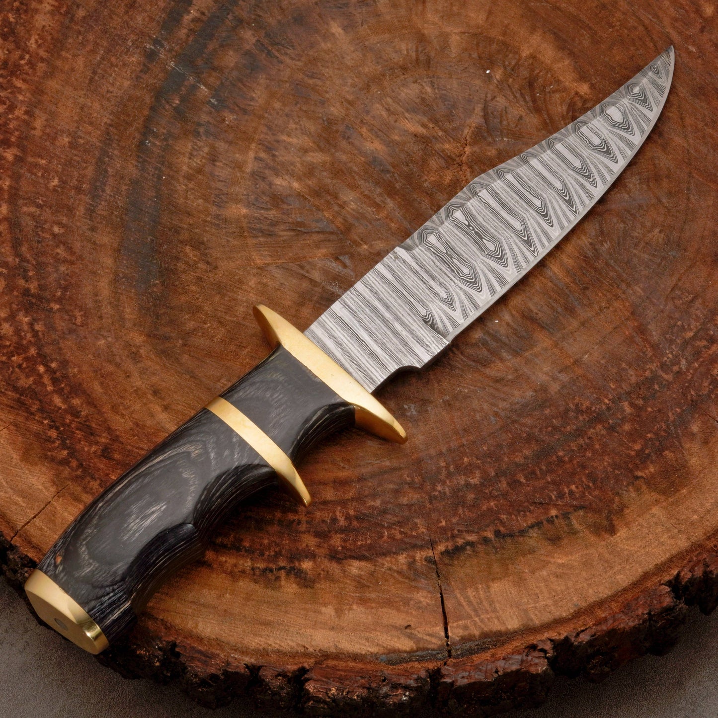 12" HANDMADE FORGED DAMASCUS Steel Bowie Hunting Knife EDC for Survival