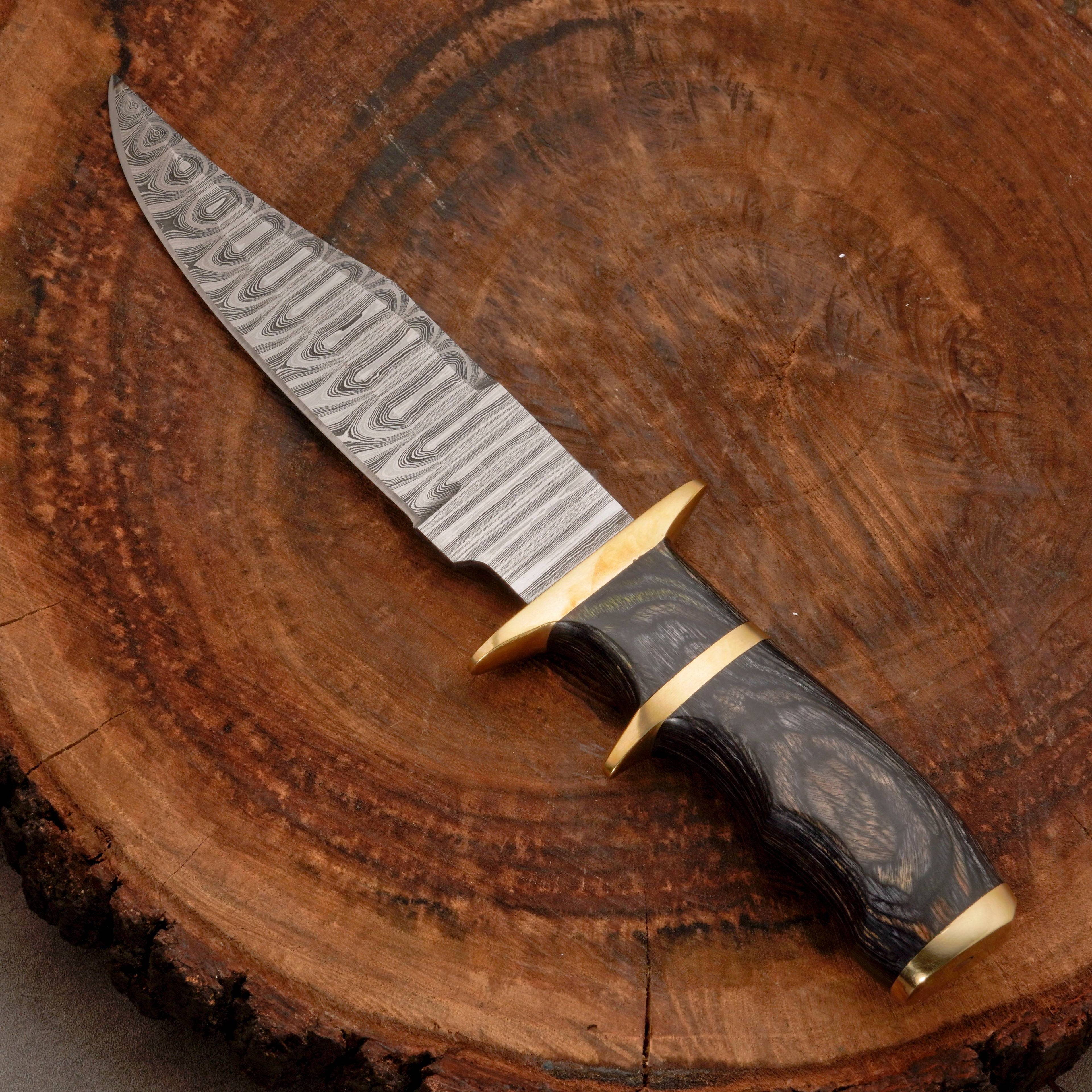 12" HANDMADE FORGED DAMASCUS Steel Bowie Hunting Knife EDC for Survival