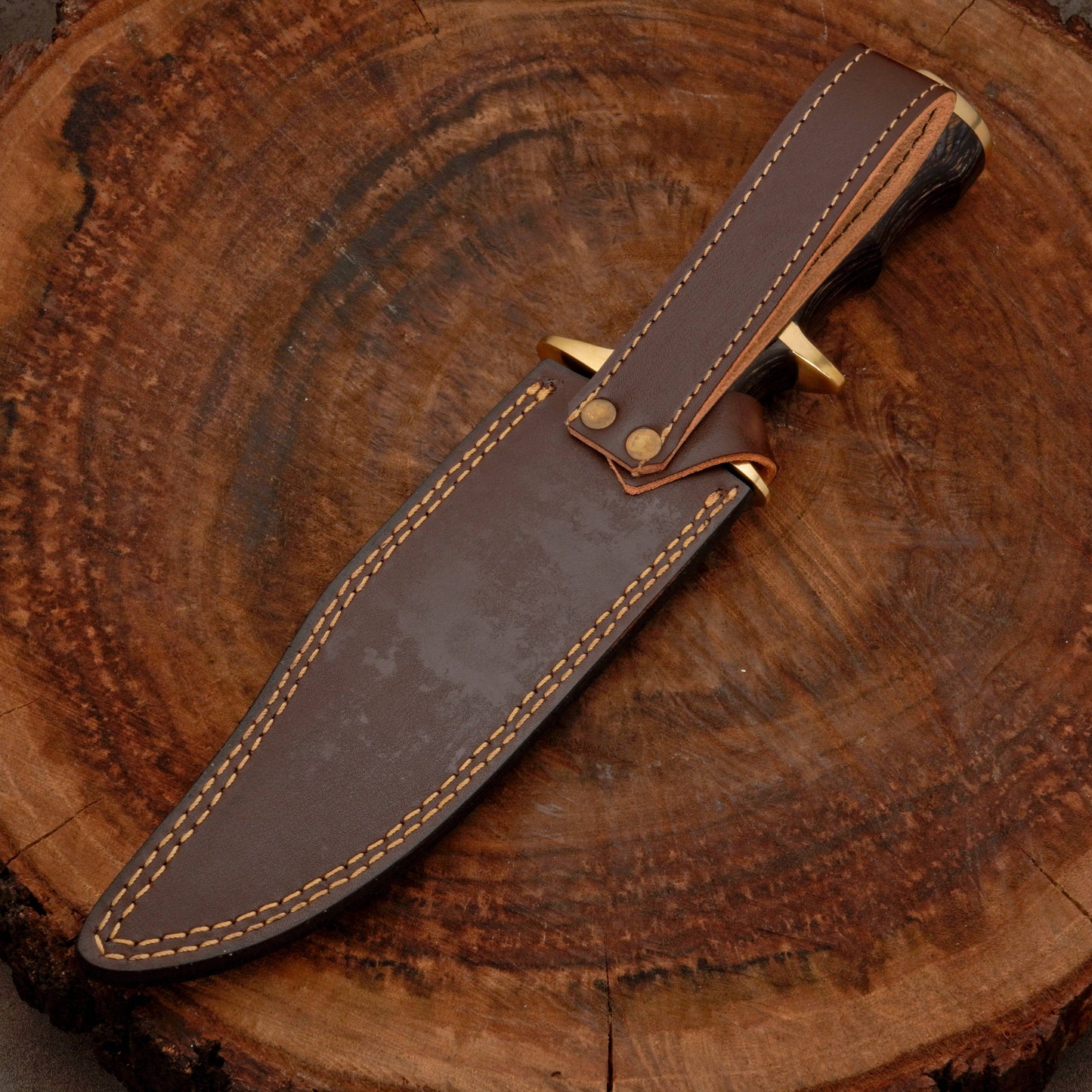 12" HANDMADE FORGED DAMASCUS Steel Bowie Hunting Knife EDC for Survival