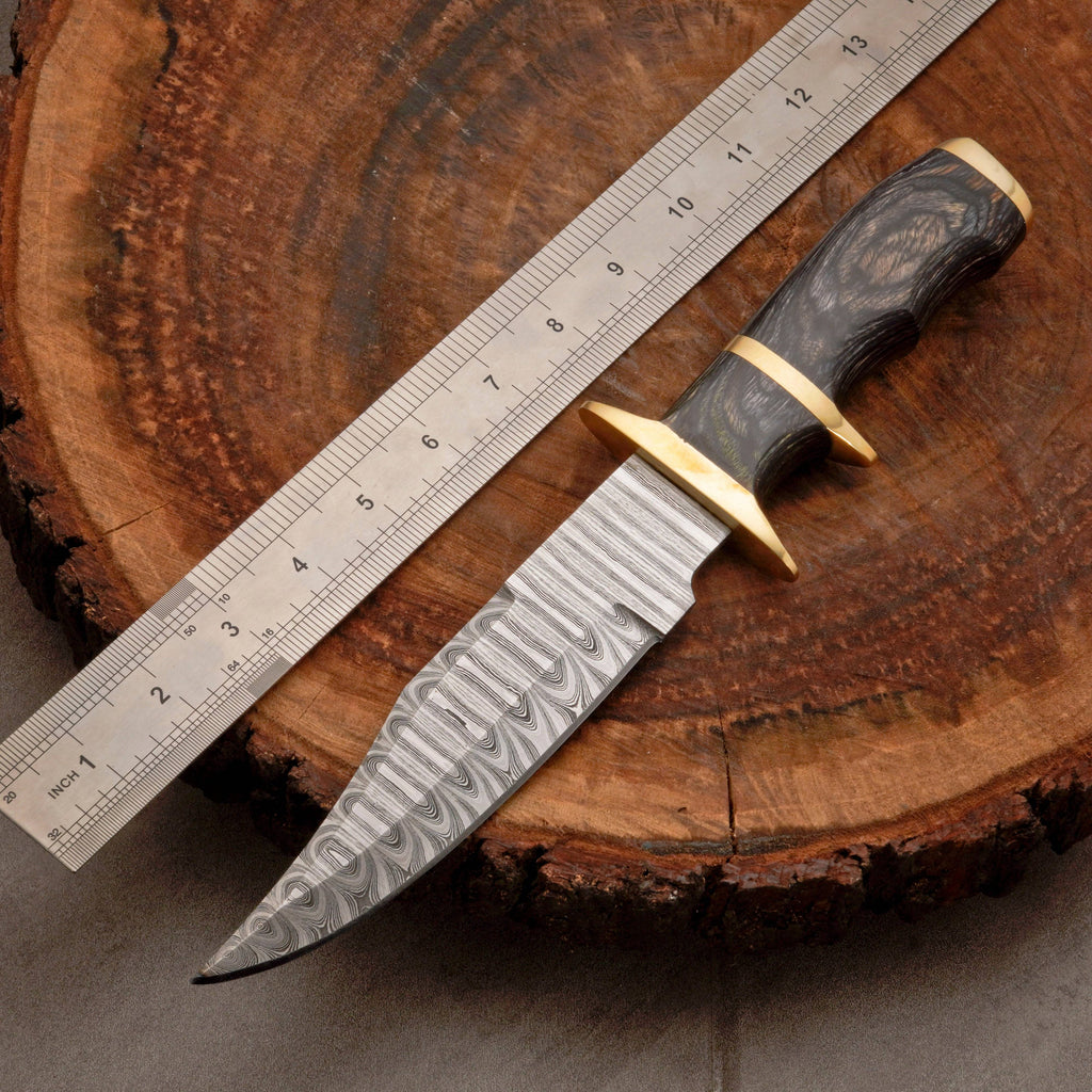 12" HANDMADE FORGED DAMASCUS Steel Bowie Hunting Knife EDC for Survival