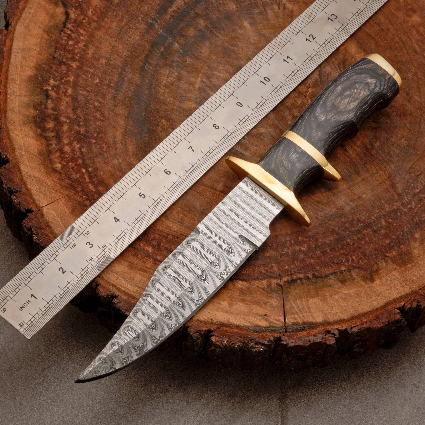 12" HANDMADE FORGED DAMASCUS Steel Bowie Hunting Knife EDC for Survival