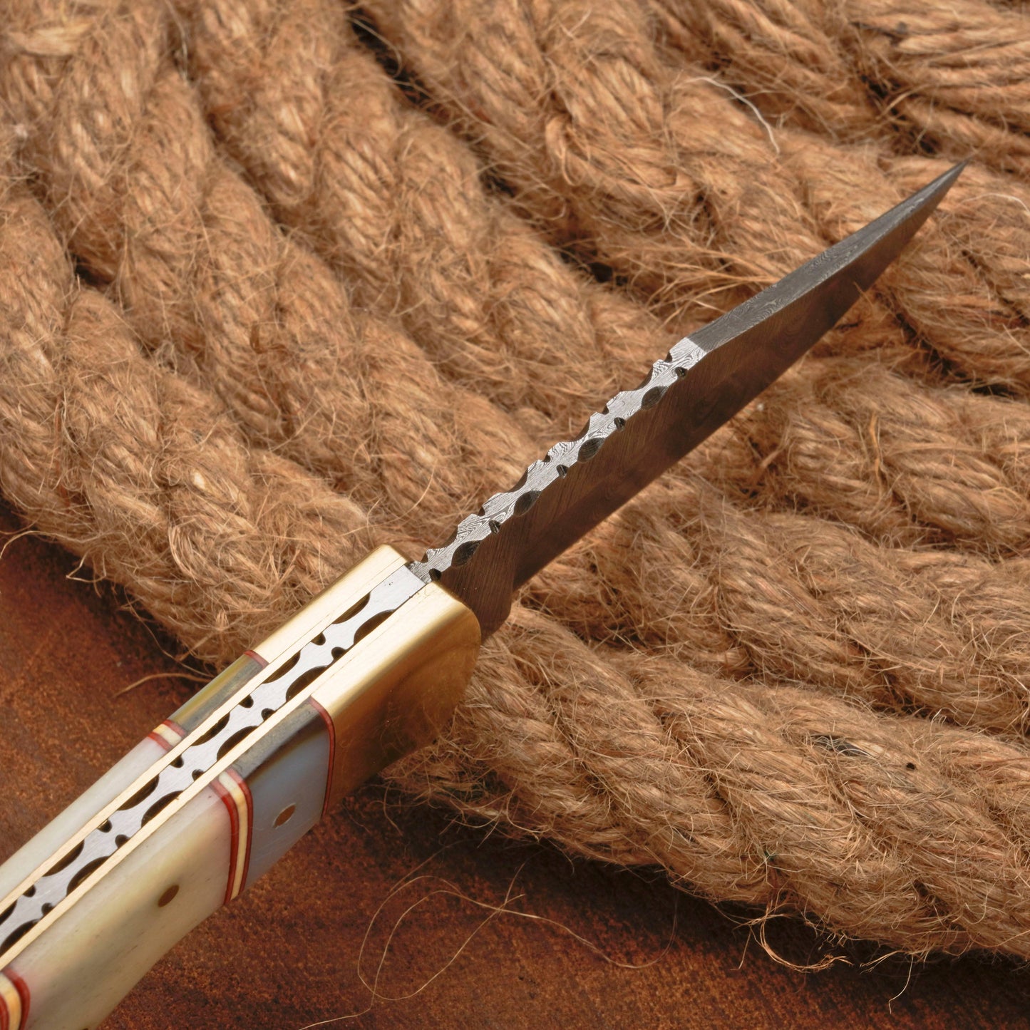 Handmade Damascus Pocket Knife - 6.75'' Back Lock Folding Knife Pearl Handle - Camping Knife