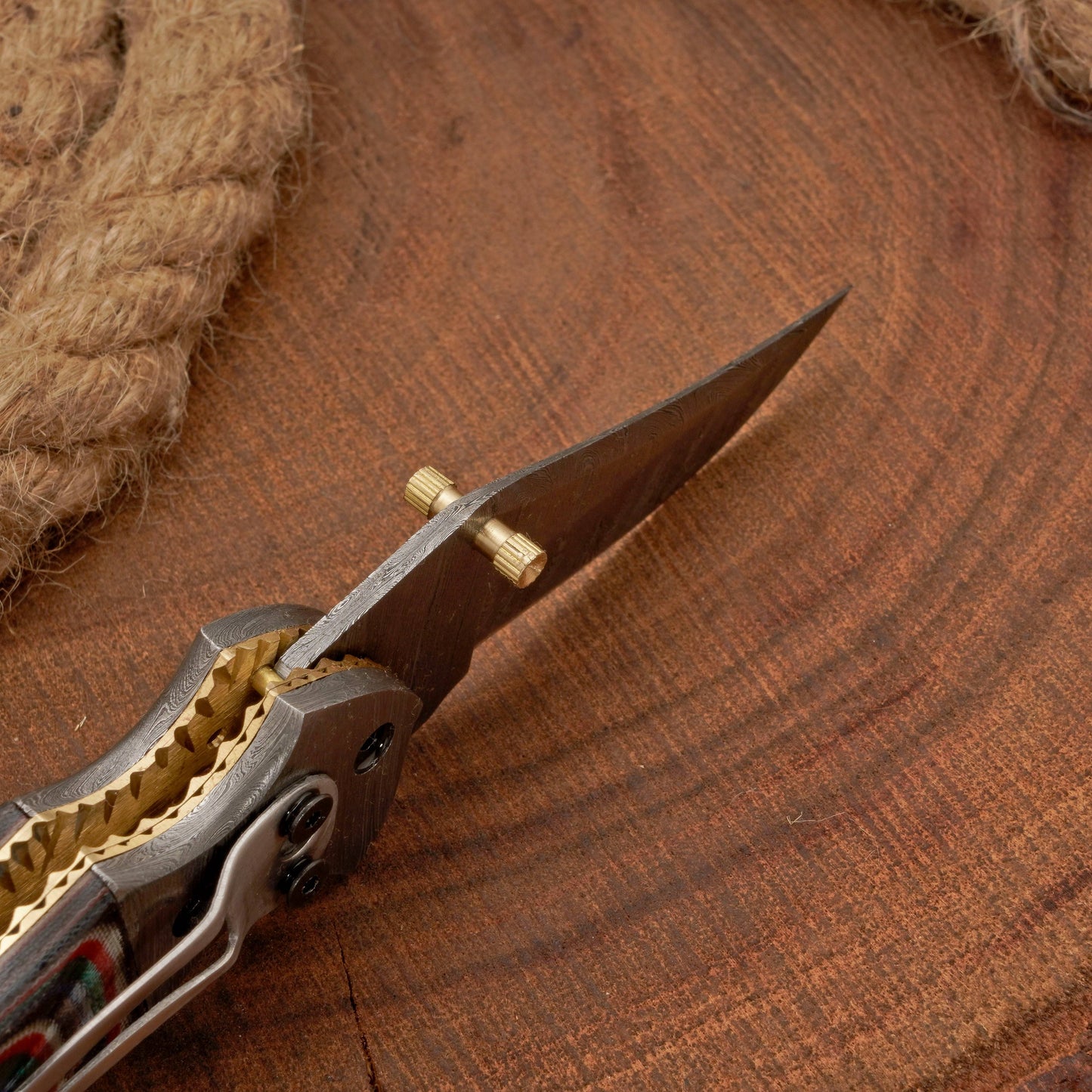 Handmade Damascus Steel Pocket Knife - Back Lock Folding Knife with Pocket Clip