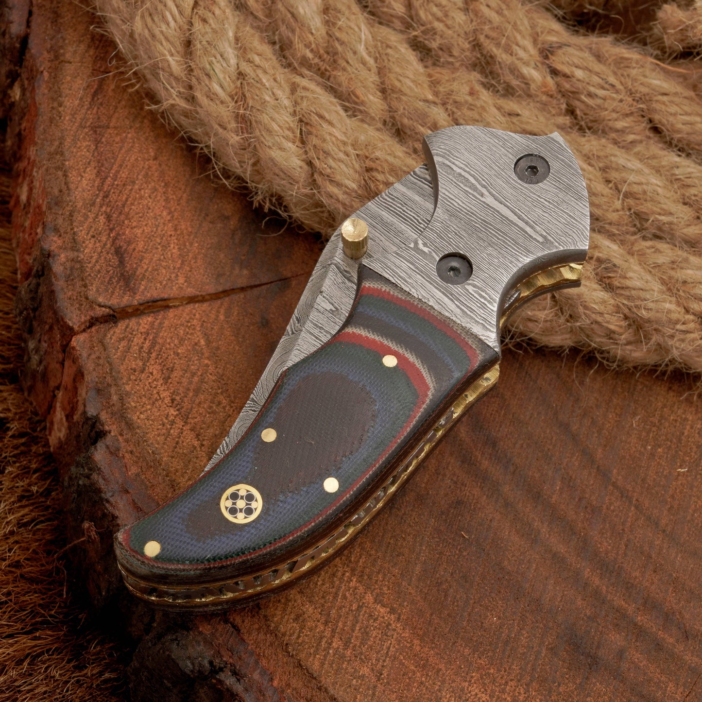 Handmade Damascus Steel Pocket Knife - Back Lock Folding Knife with Pocket Clip