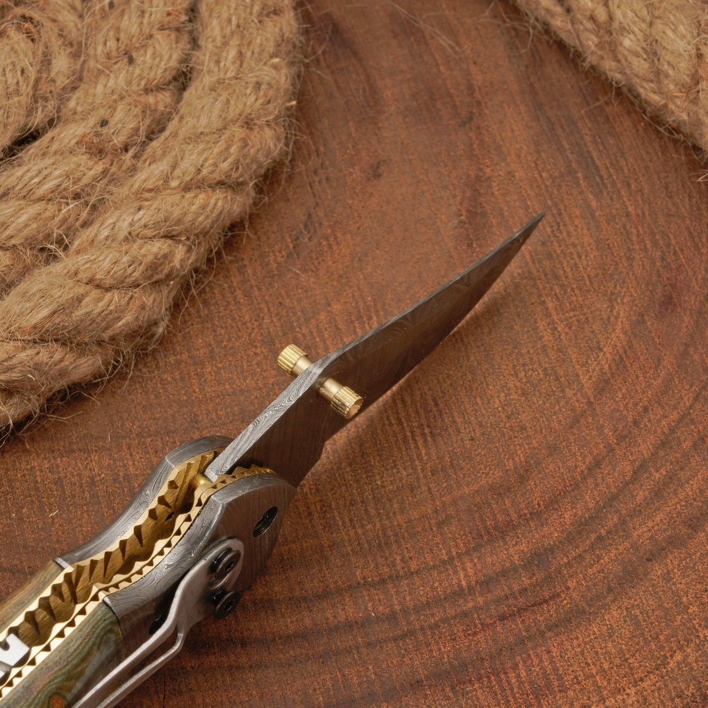 EDC Handmade Damascus Pocket Knife-Camping Folding Blade With Pocket Clip & Micarta Handle