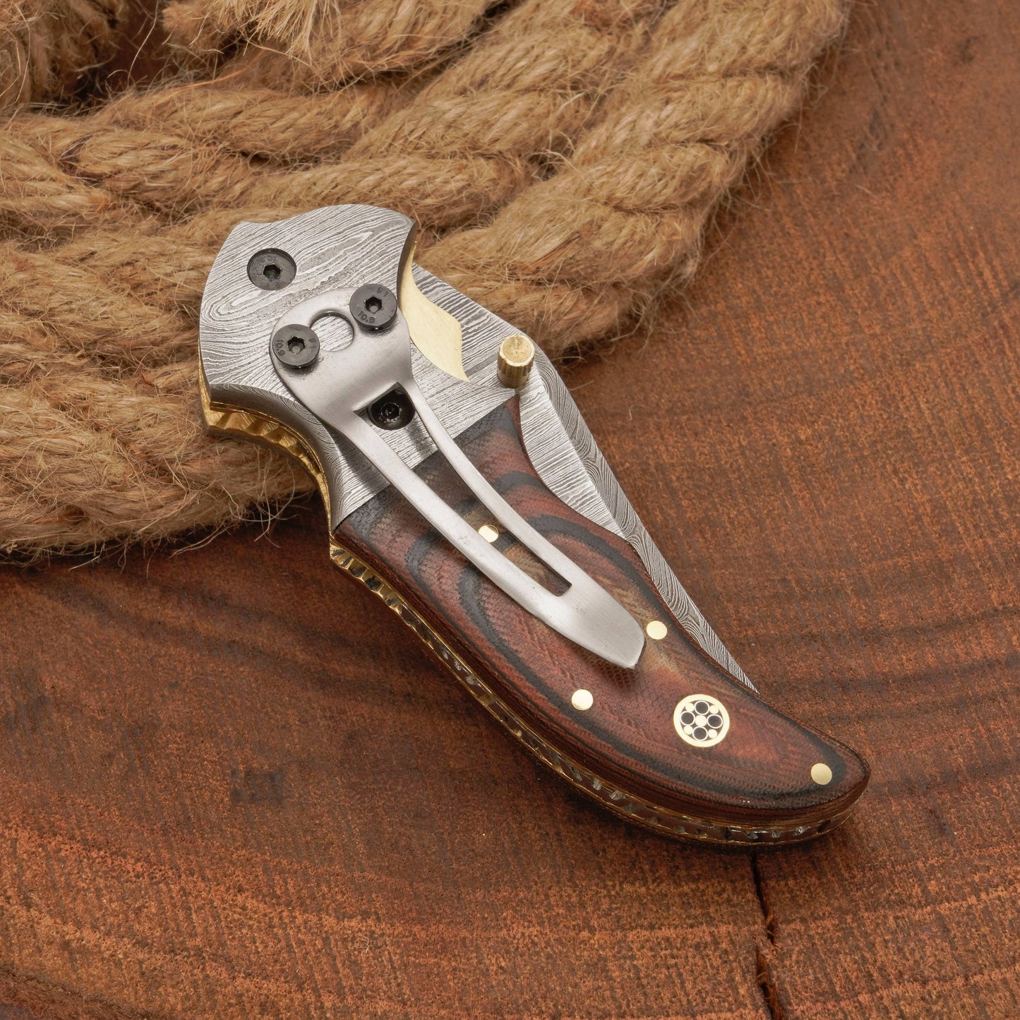 EDC Hand Forged Damascus Pocket Knife-Camping Folding knife | Pocket Clip knife with Micarta Handle