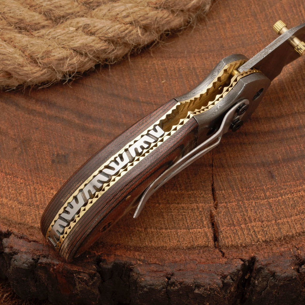 EDC Hand Forged Damascus Pocket Knife-Camping Folding knife | Pocket Clip knife with Micarta Handle