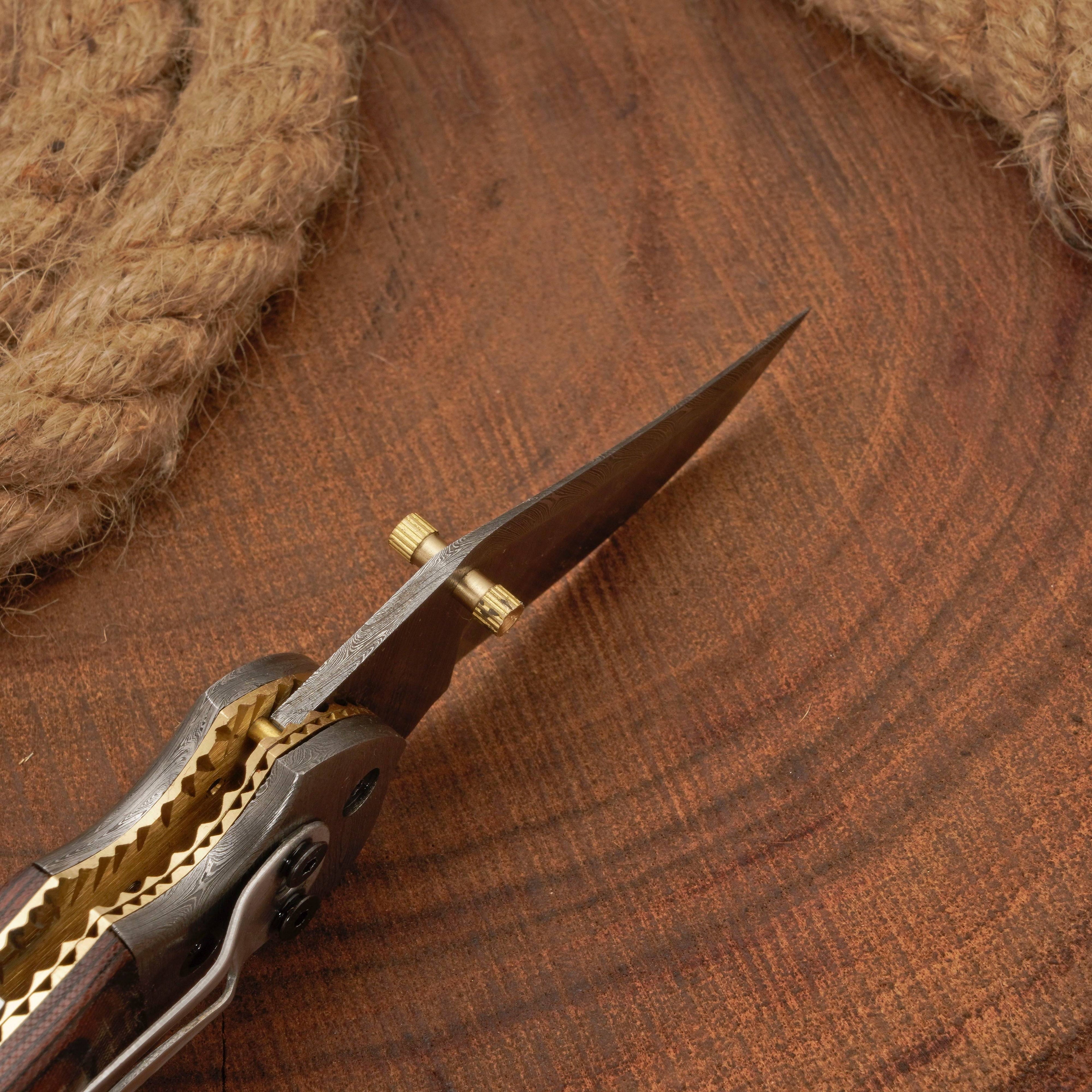 EDC Hand Forged Damascus Pocket Knife-Camping Folding knife | Pocket Clip knife with Micarta Handle