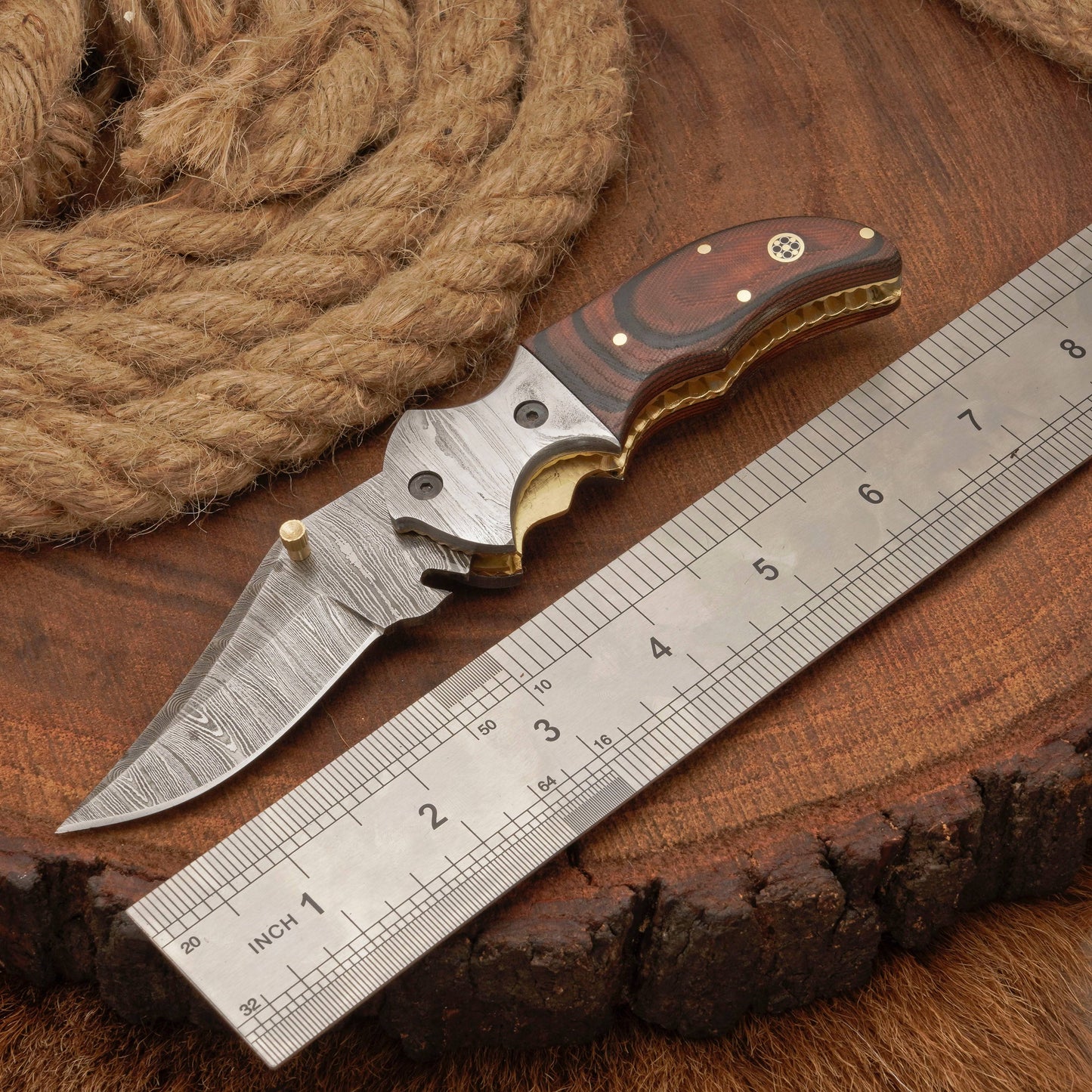 EDC Hand Forged Damascus Pocket Knife-Camping Folding knife | Pocket Clip knife with Micarta Handle