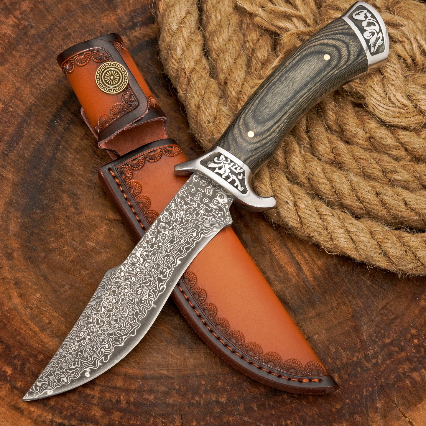 Custom Hand Forged Damascus Steel Hunting Knife EDC-Fixed blade knife