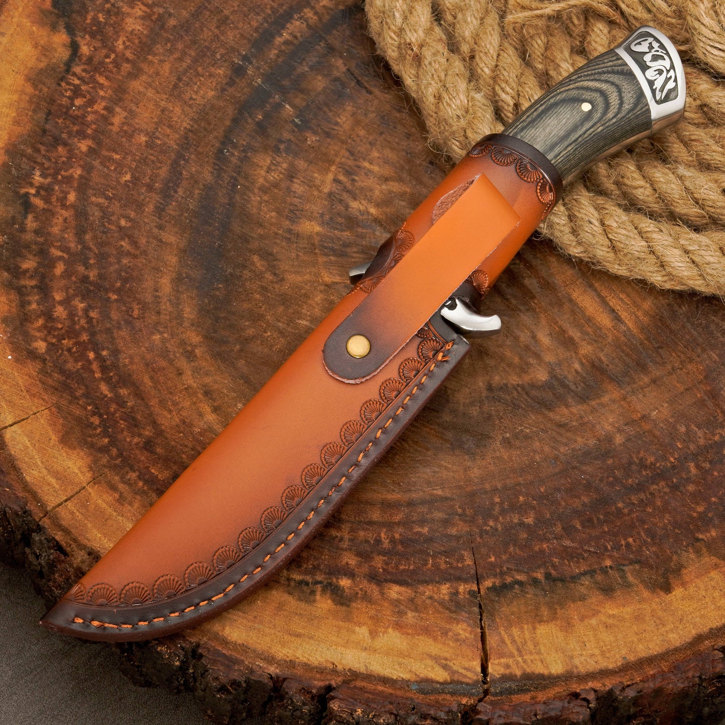 Custom Hand Forged Damascus Steel Hunting Knife EDC-Fixed blade knife