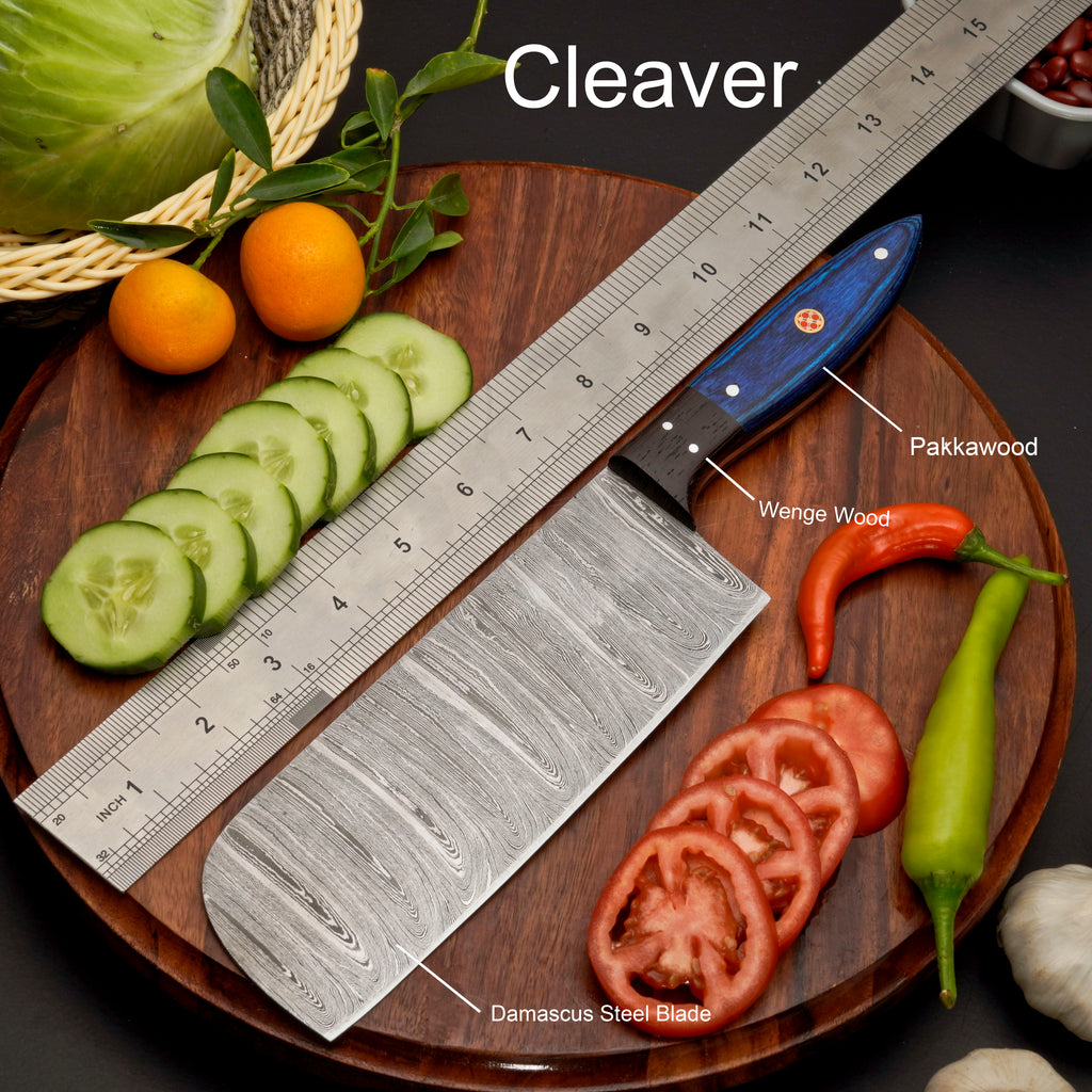 Custom Handmade Forged Damascus Steel Chef Set-Kitchen Knives Set W/ Leather Roll