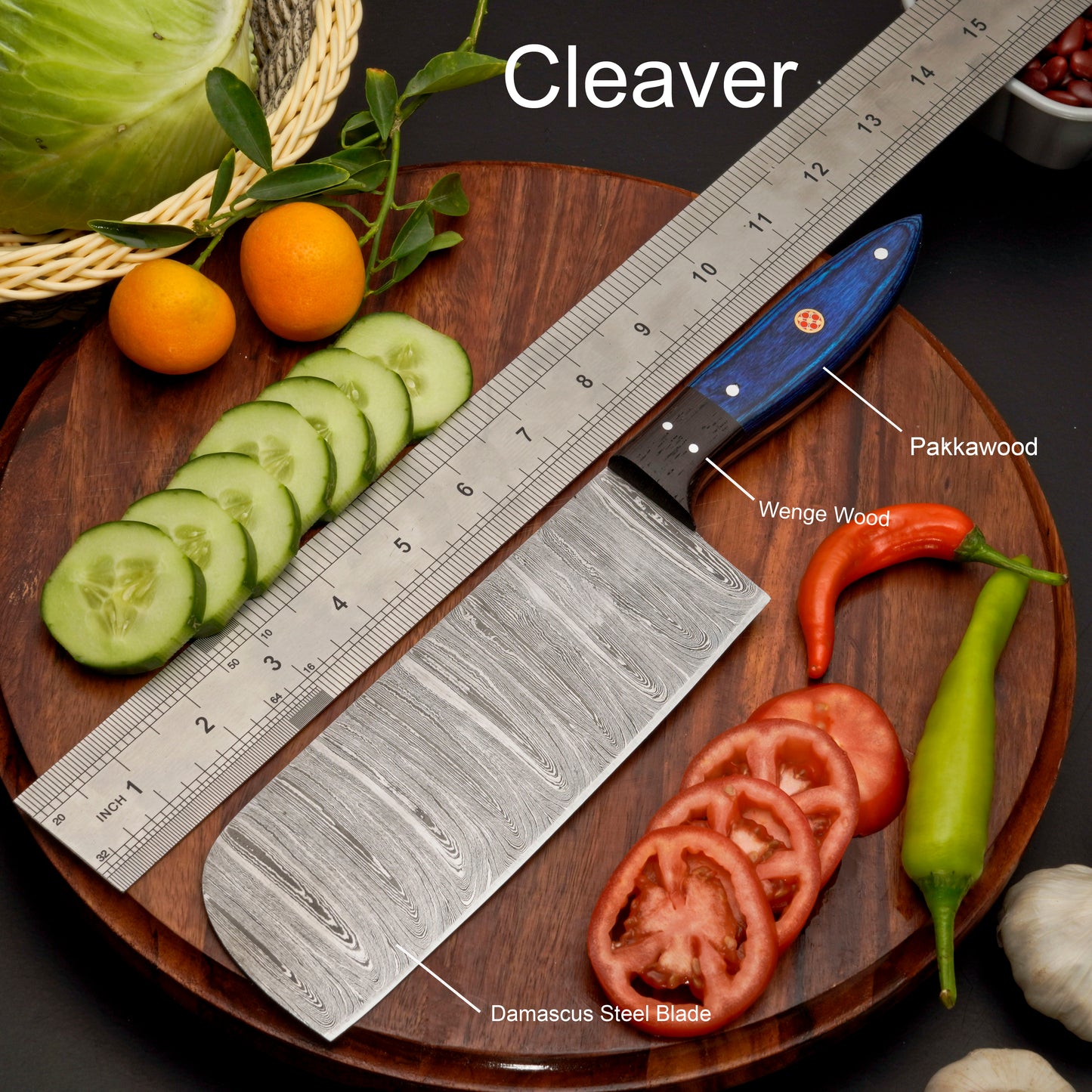 Custom Handmade Forged Damascus Steel Chef Set-Kitchen Knives Set W/ Leather Roll