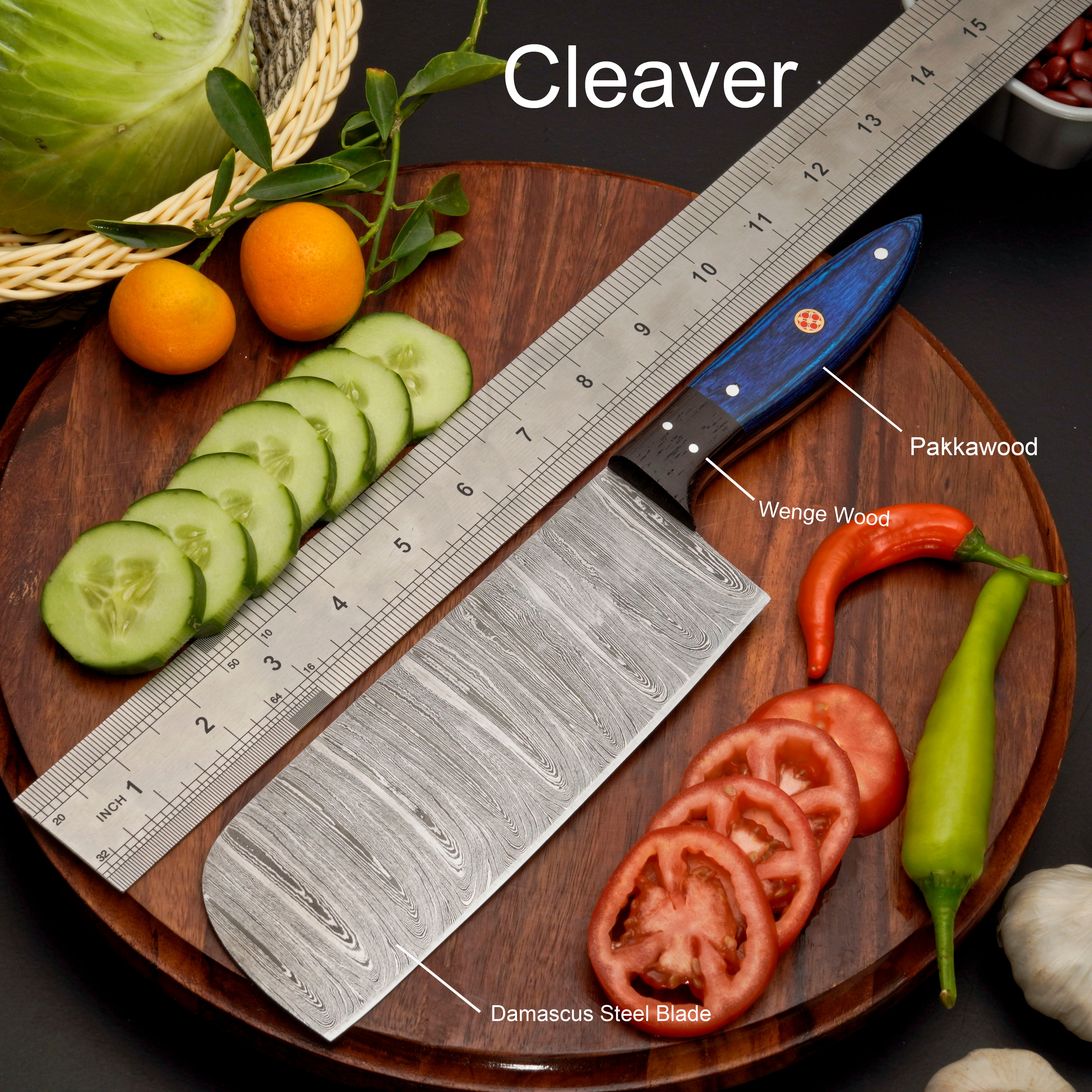 Custom Handmade Forged Damascus Steel Chef Set-Kitchen Knives Set W/ Leather Roll