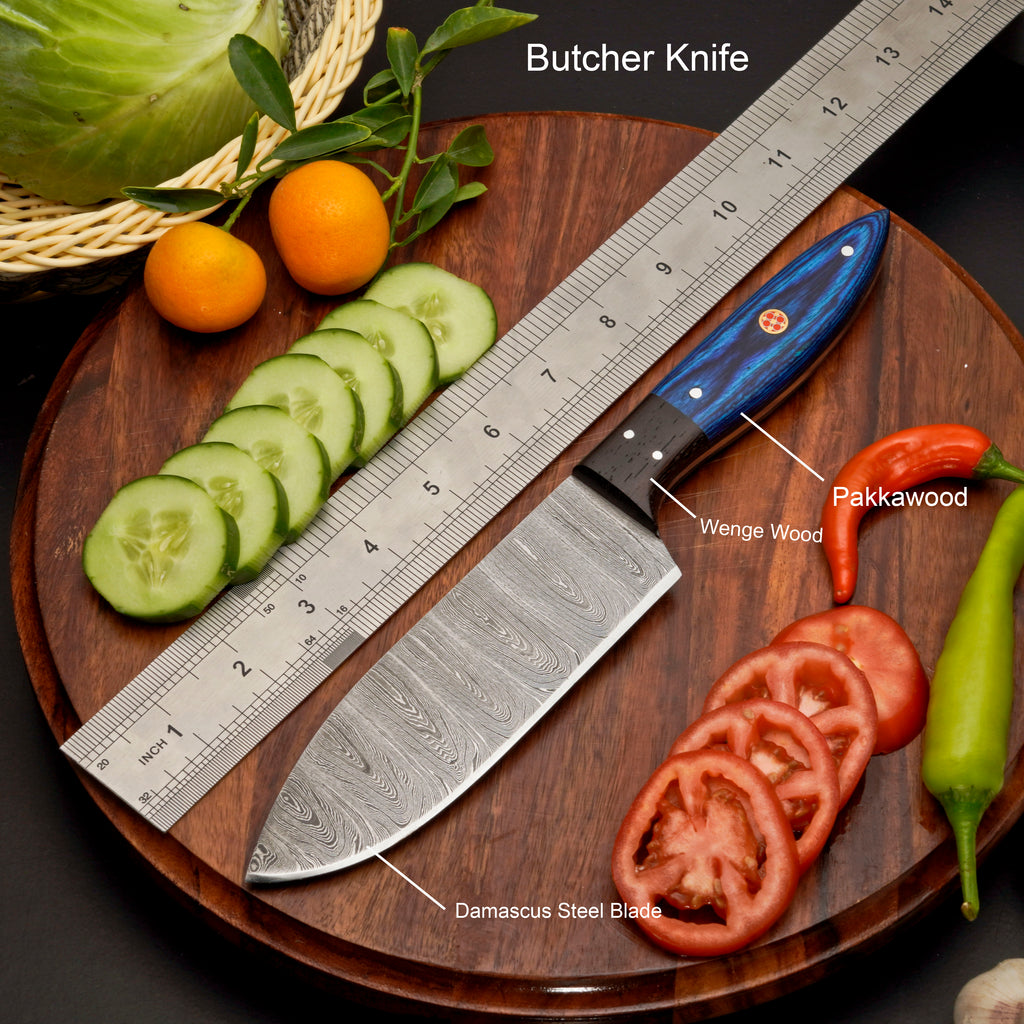 Custom Handmade Forged Damascus Steel Chef Set-Kitchen Knives Set W/ Leather Roll