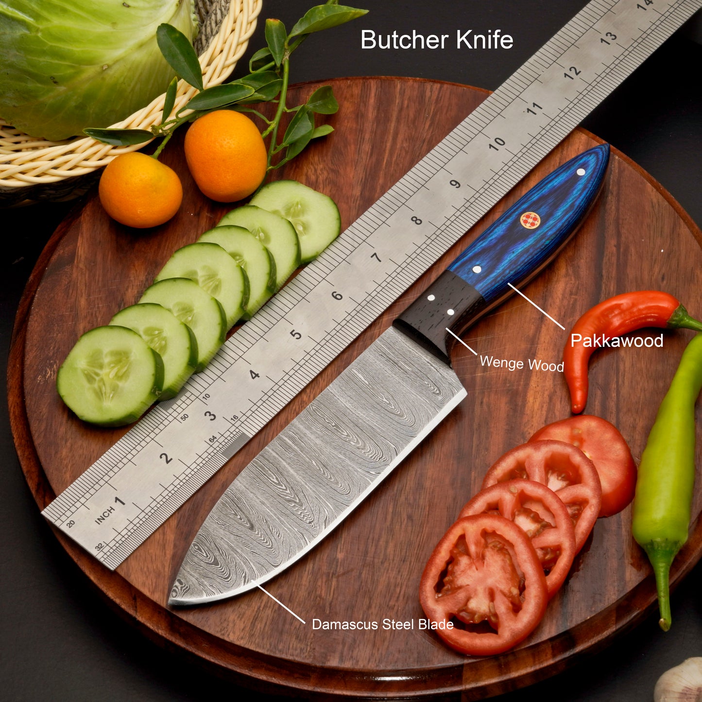 Custom Handmade Forged Damascus Steel Chef Set-Kitchen Knives Set W/ Leather Roll