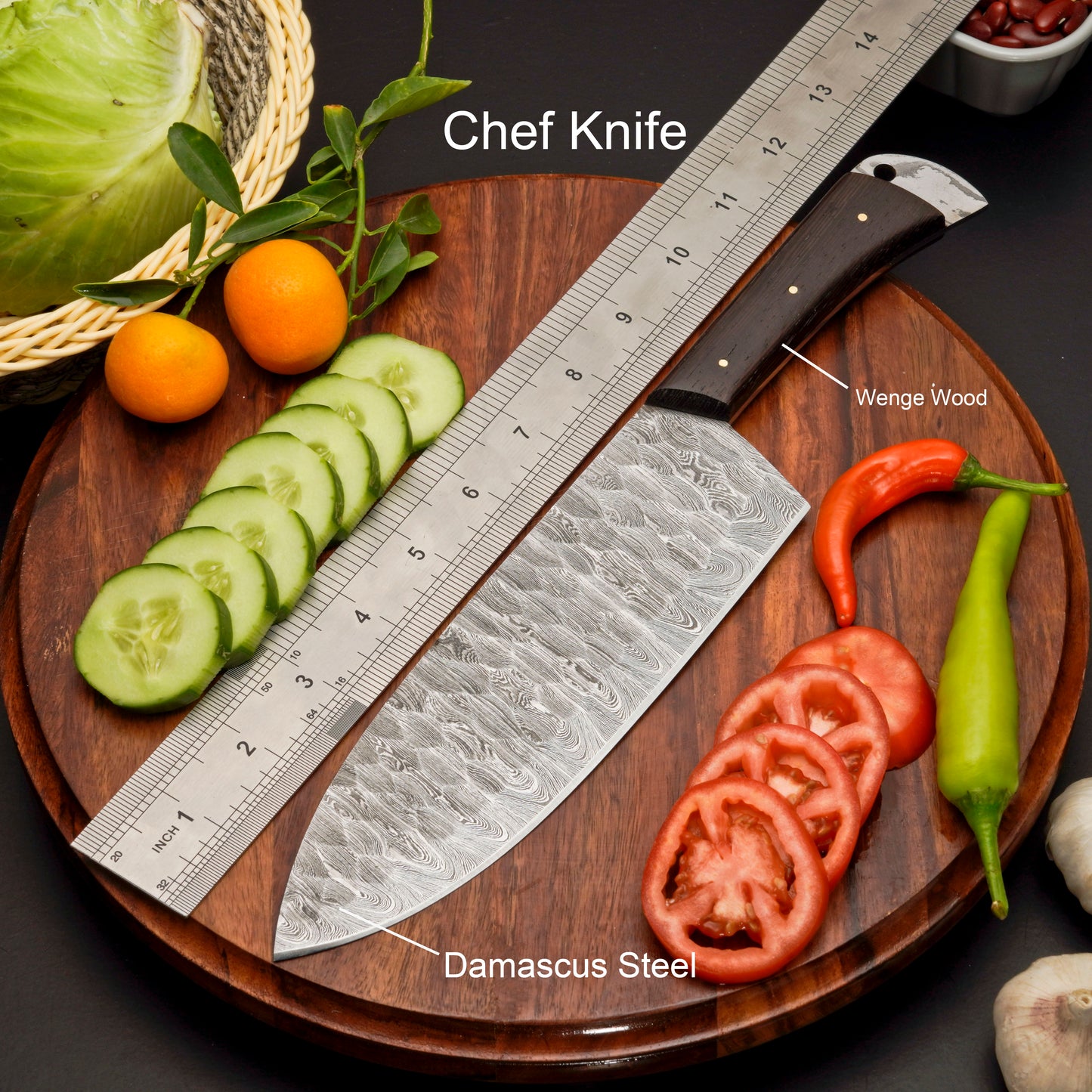 Custom Handmade Forged Damascus Steel Chef Set-Kitchen Knives Set W/ Leather Roll