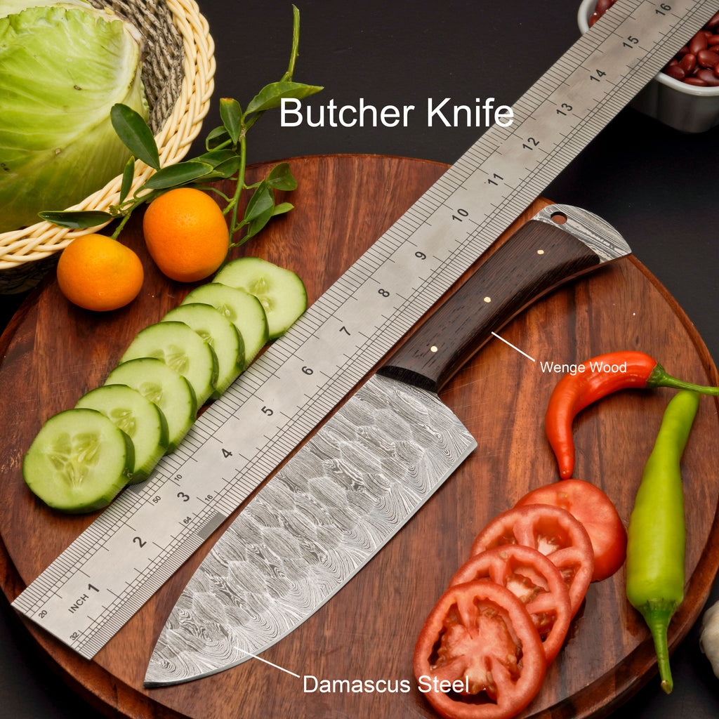 Custom Handmade Forged Damascus Steel Chef Set-Kitchen Knives Set W/ Leather Roll
