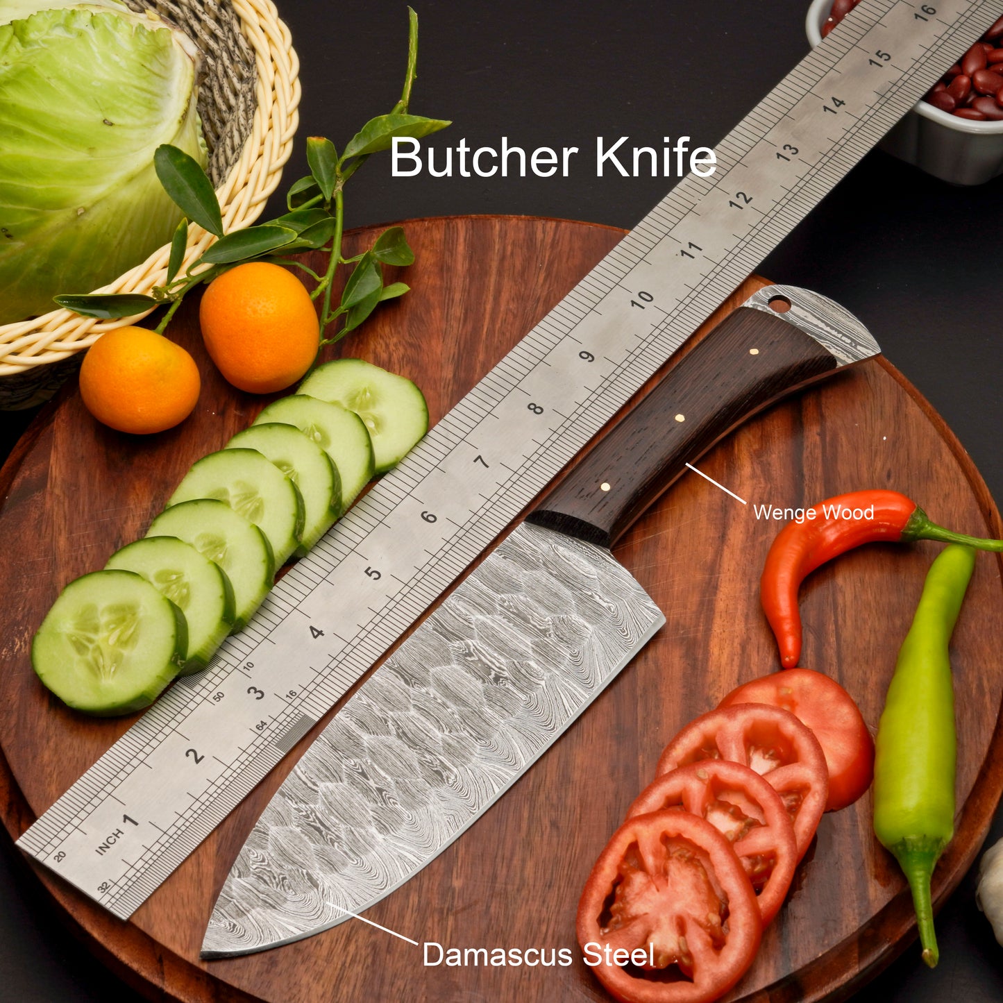 Custom Handmade Forged Damascus Steel Chef Set-Kitchen Knives Set W/ Leather Roll