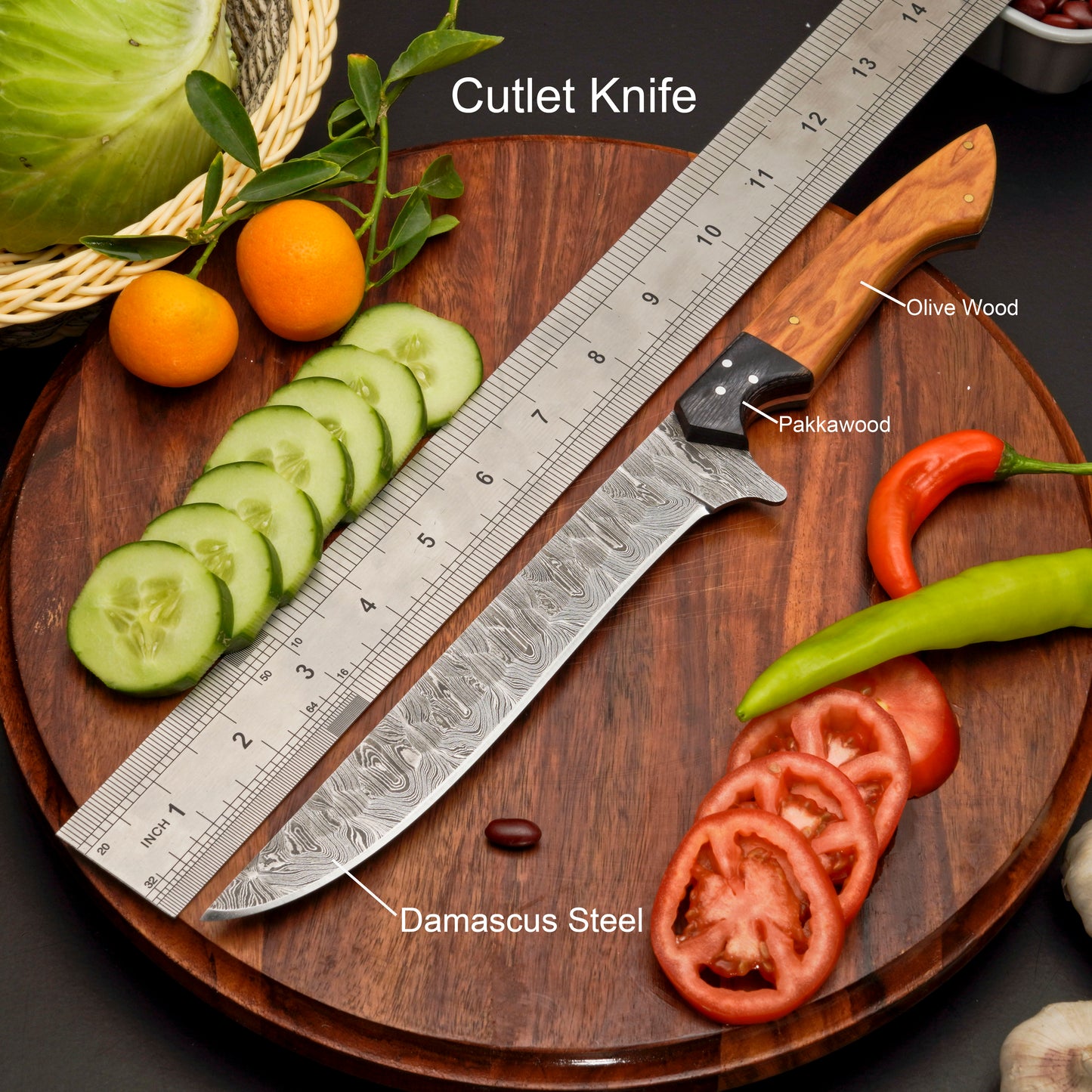 Handmade Forged Damascus Steel Chef Set-Artisanal Elegance 5-Piece Kitchen Knives Set