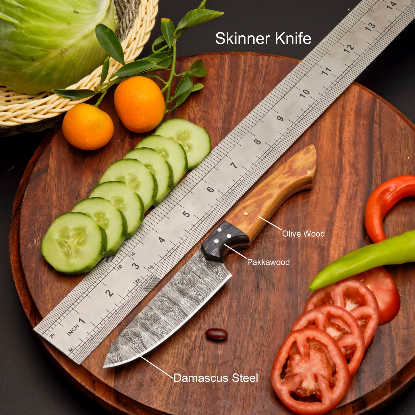 Handmade Forged Damascus Steel Chef Set-Artisanal Elegance 5-Piece Kitchen Knives Set