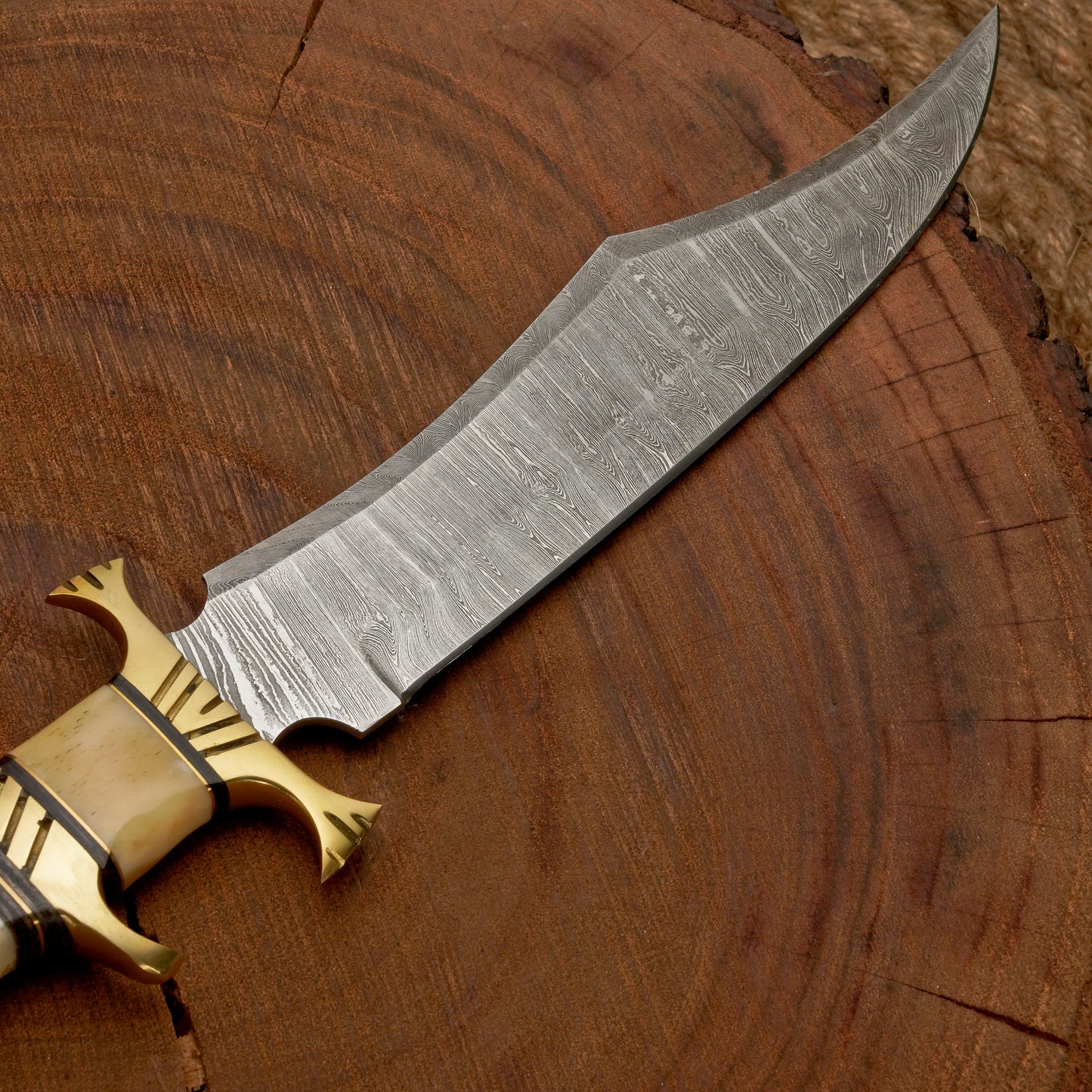 HANDMADE FORGED DAMASCUS Steel Bowie Hunting Knife EDC - 15” Survival Knife