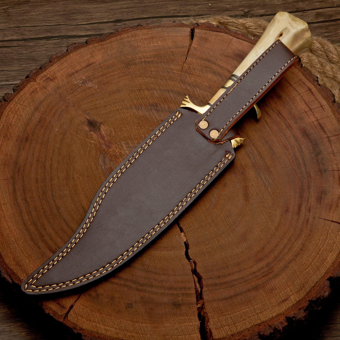 HANDMADE FORGED DAMASCUS Steel Bowie Hunting Knife EDC - 15” Survival Knife