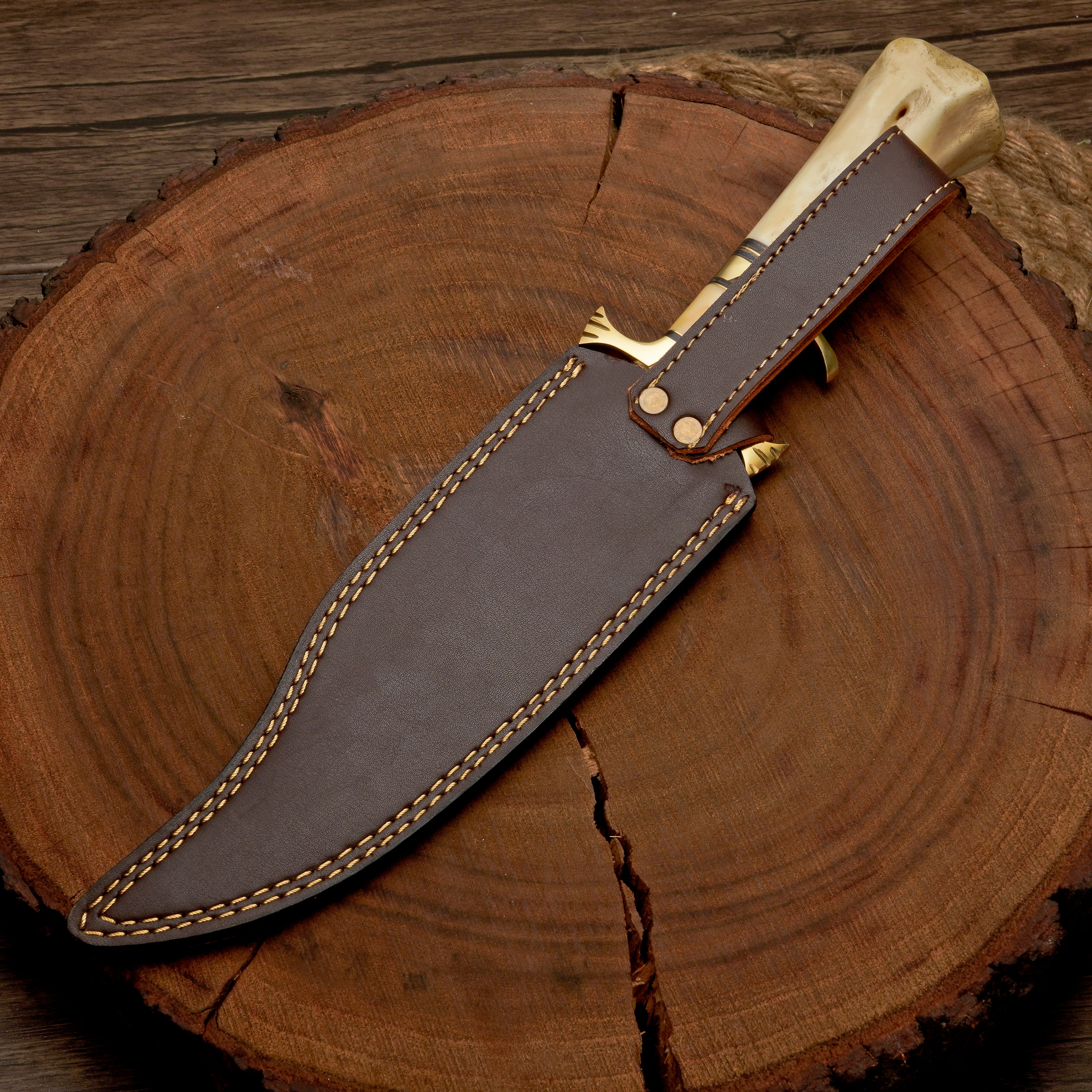 HANDMADE FORGED DAMASCUS Steel Bowie Hunting Knife EDC - 15” Survival Knife