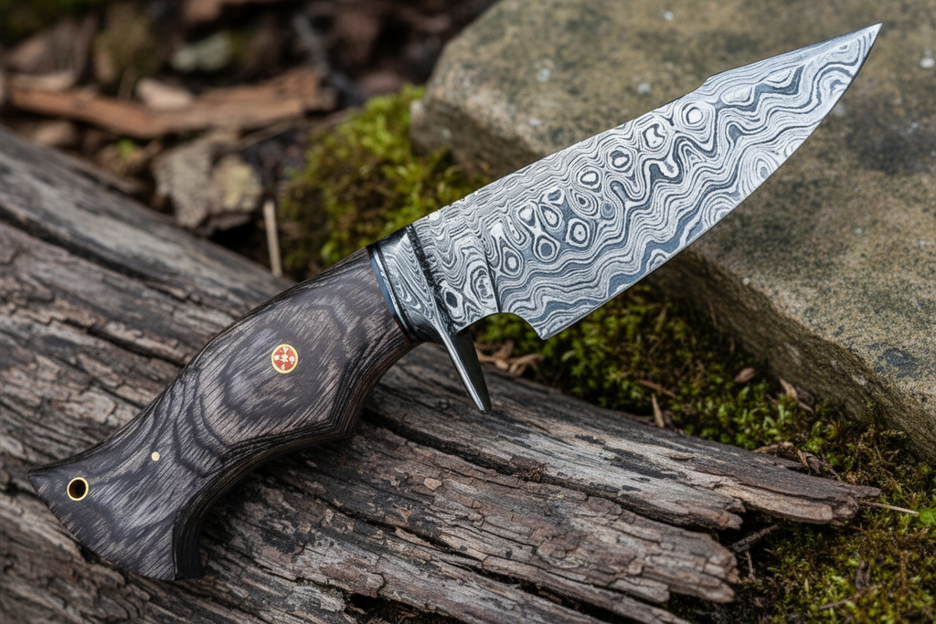 10”Custom HANDMADE FORGED DAMASCUS Steel Hunting Knife W/ Wood & Guard Handle