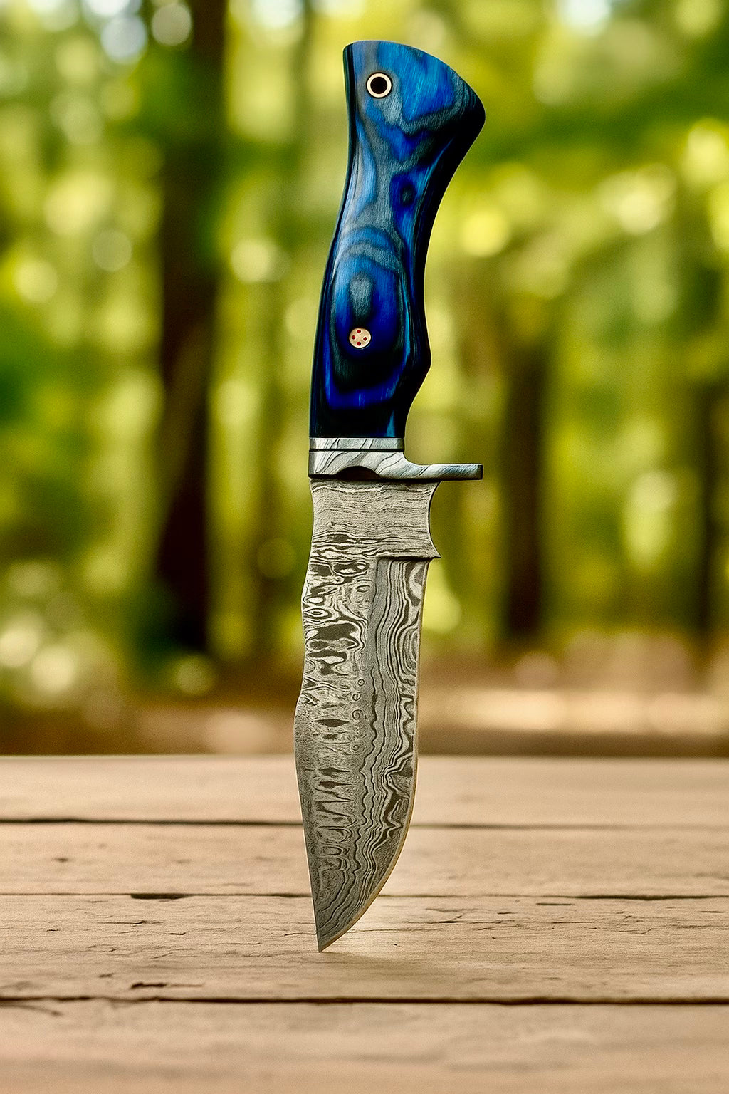 Custom Handmade Forged Damascus Steel Hunting Knife With Pakka Wood Handle