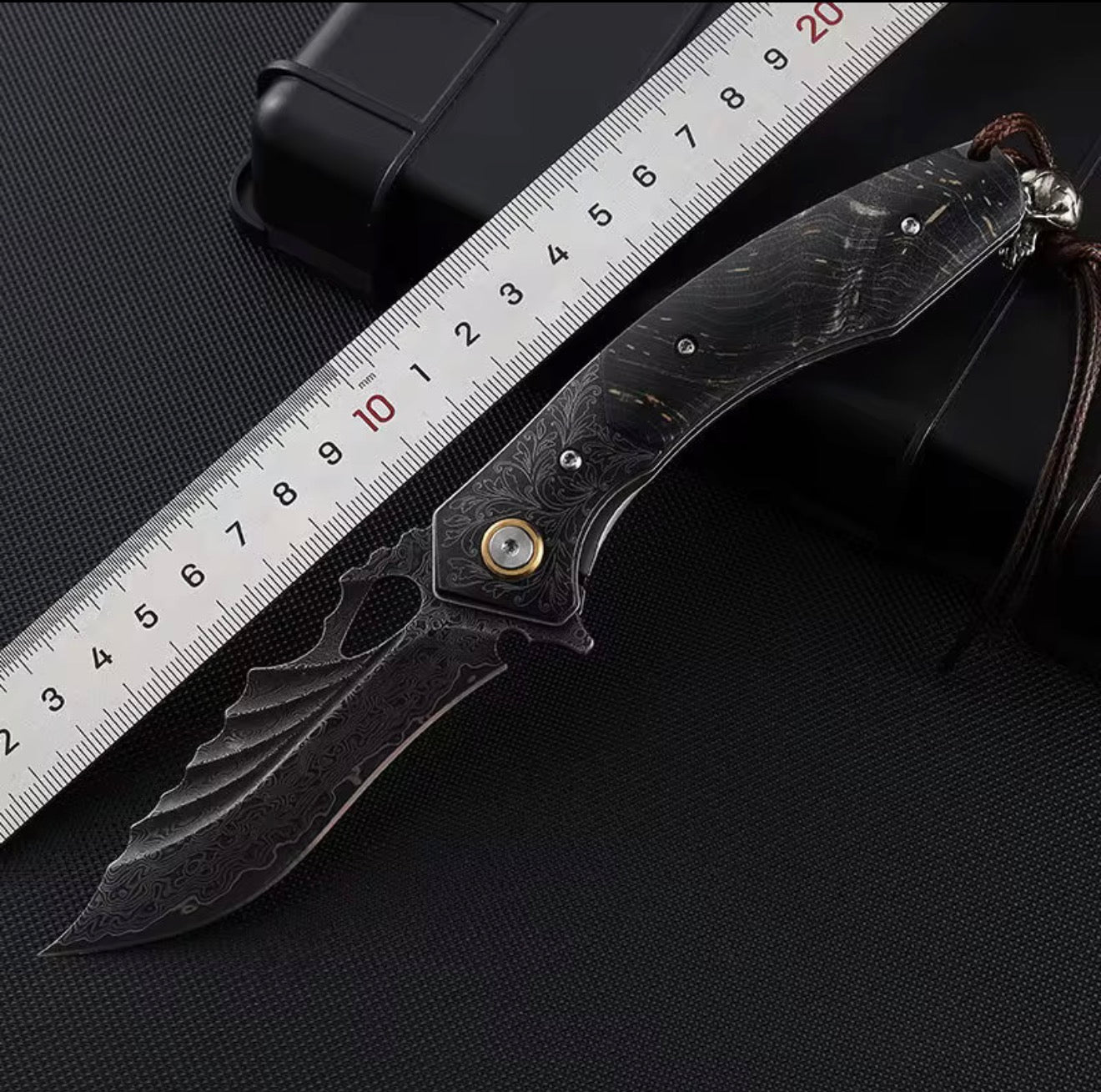 VG-10 Japanese Damascus Pocket Knife – Folding EDC Knife with Stained Maple Burl Handle