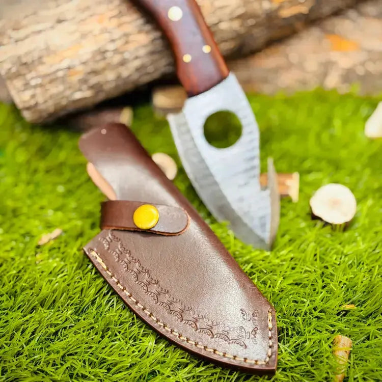 Handmade Forged Damascus Steel Skinning Knife-Gut Hook Hunting Skinner Knife Hunt Craft Knives