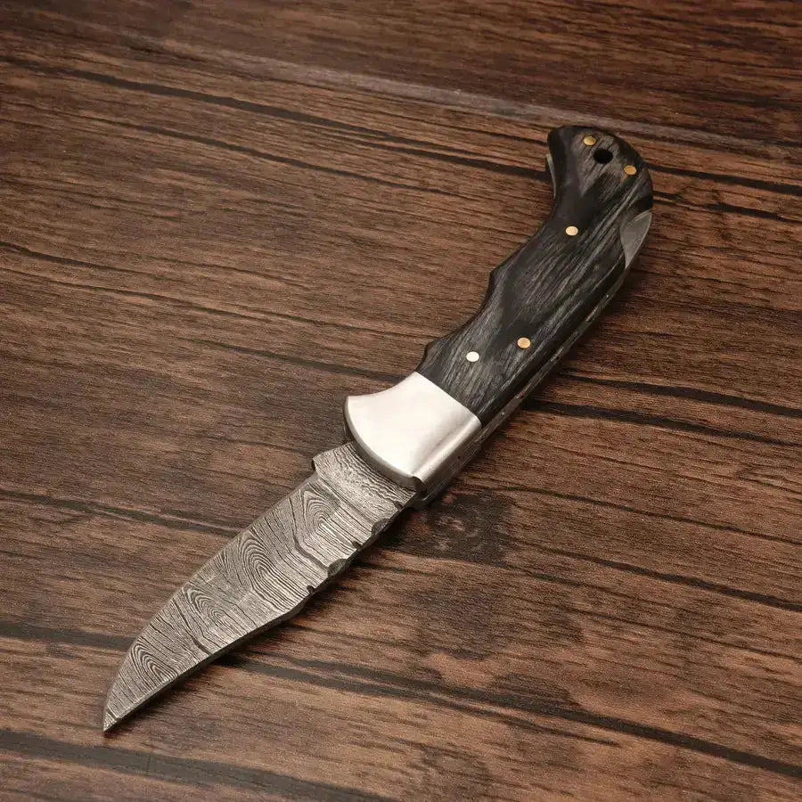 Hand Made Damascus Steel Folding Pocket Knife-Camping Folding Utility Knife - Hunt Craft Knives