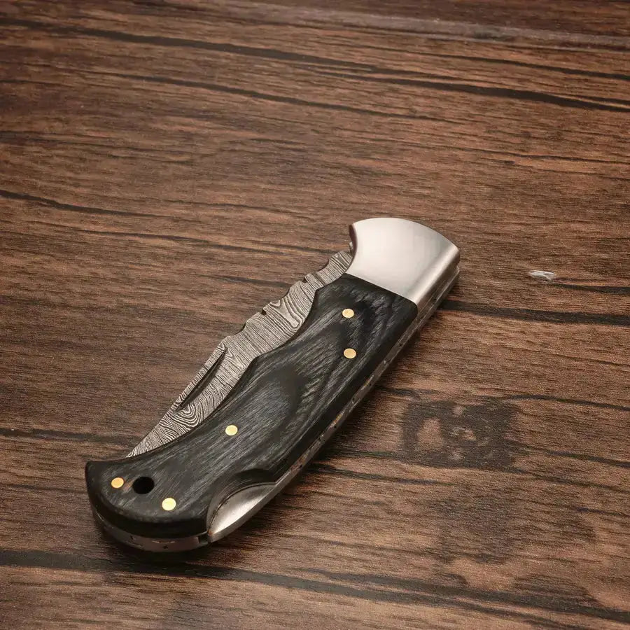 Hand Made Damascus Steel Folding Pocket Knife-Camping Folding Utility Knife - Hunt Craft Knives