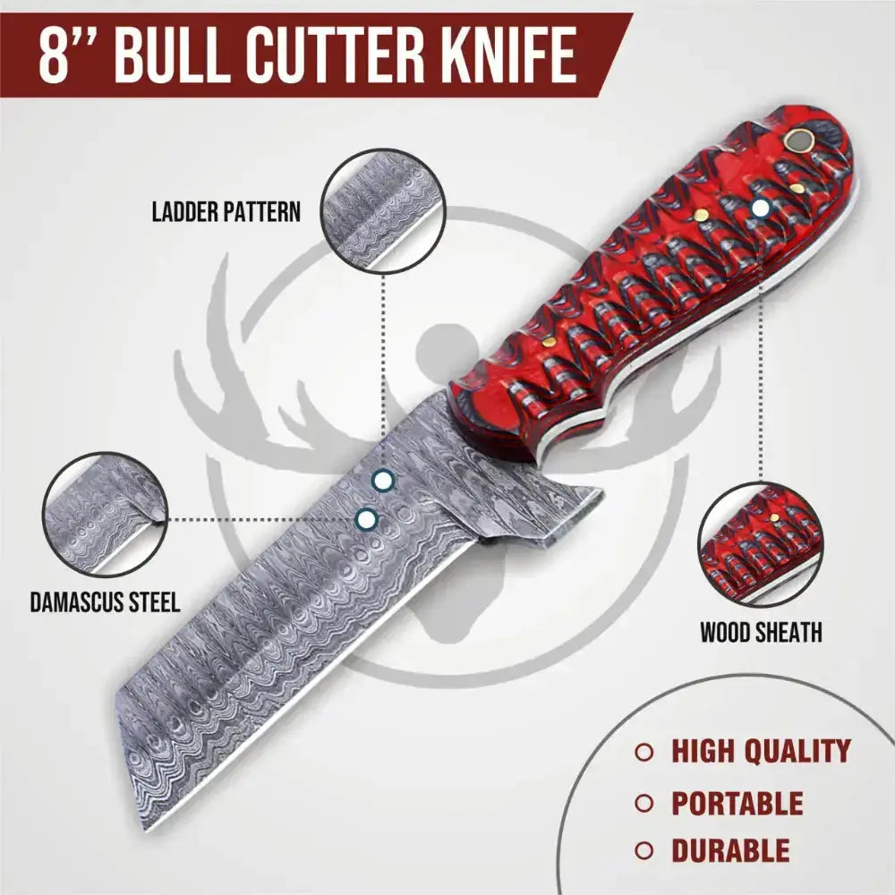 Handmade Damascus Steel Cowboy Bull Cutter Best Chef Knife-Kitchen Knives-- Hunt Craft Knives