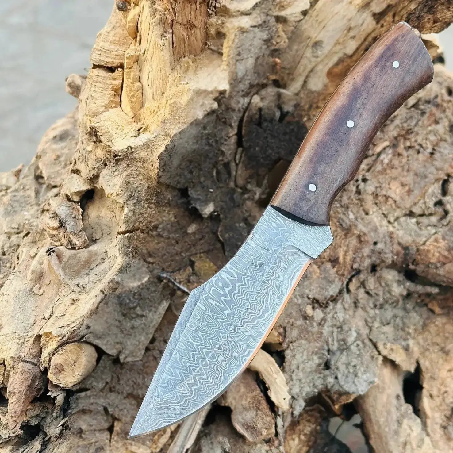 Handmade Damascus Steel Hunting Full Tang Knife -Best Chef Knife- Rose Wood Handle Best Kitchen Knives--Hunt Craft Knives